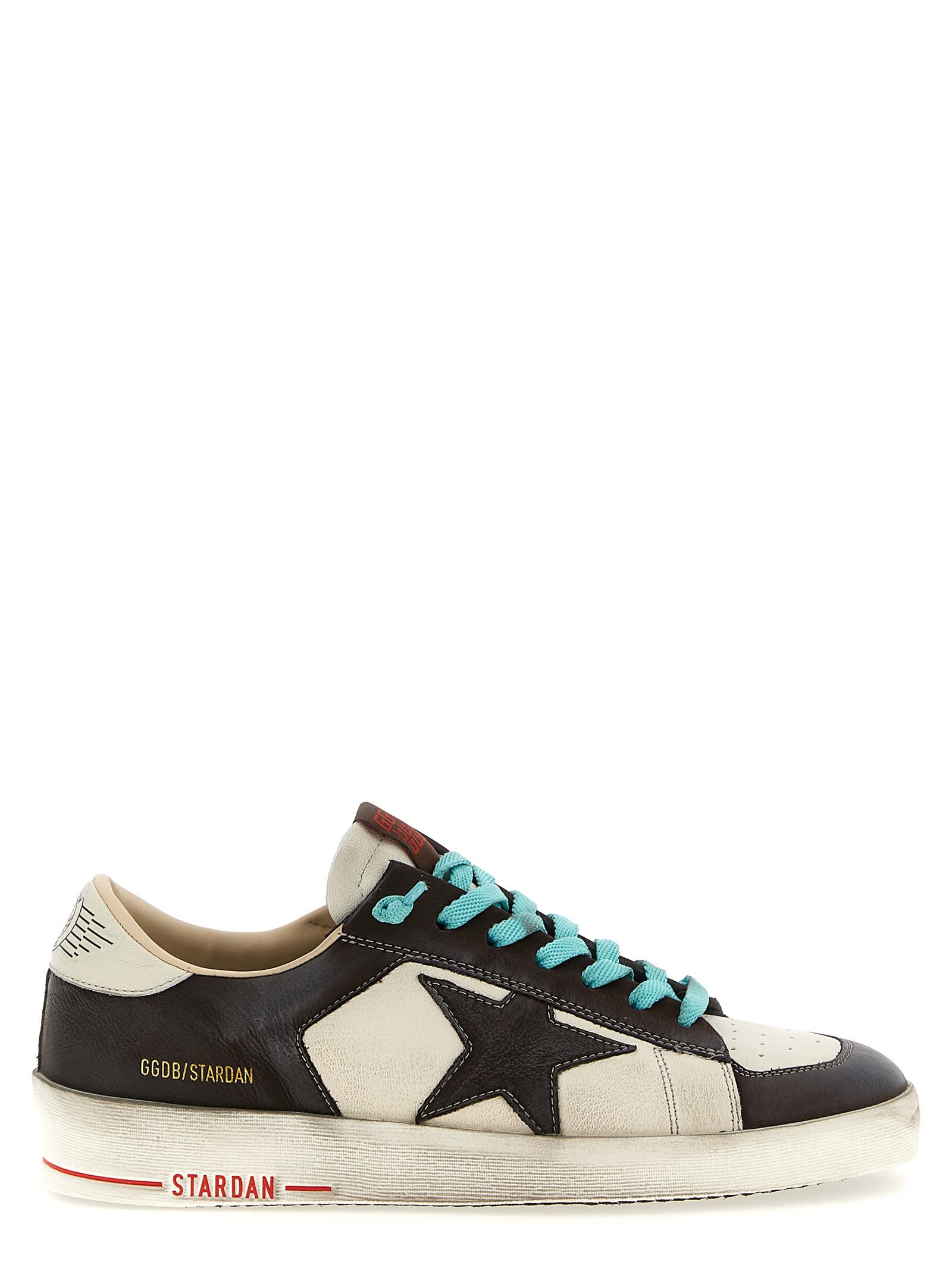 Golden Goose Distressed Leather Sneakers With Two-tone Star Patch In Brown