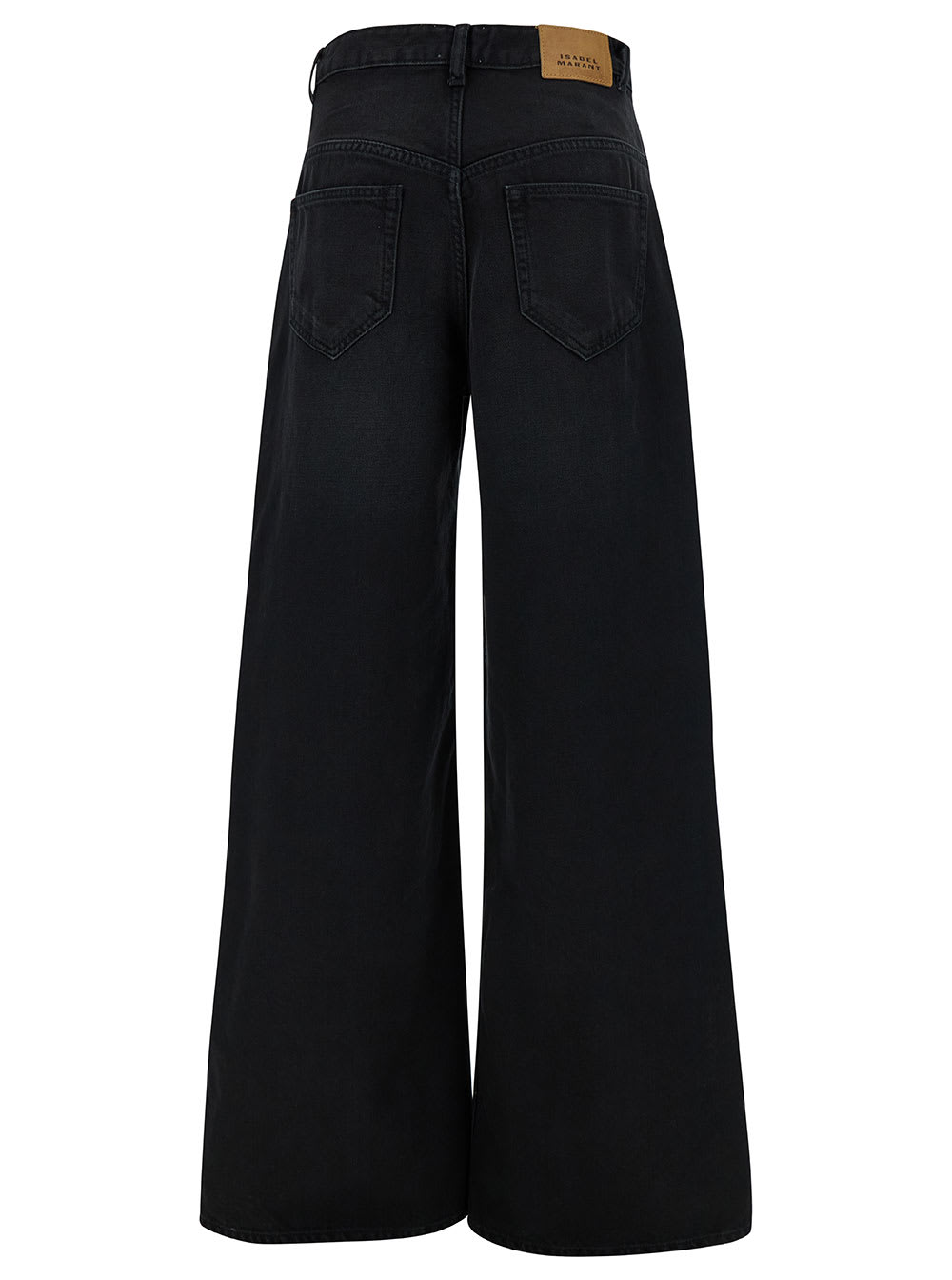 Shop Isabel Marant Lemony Black Five-pocket Jeans With Logo Patch In Cotton Denim Woman