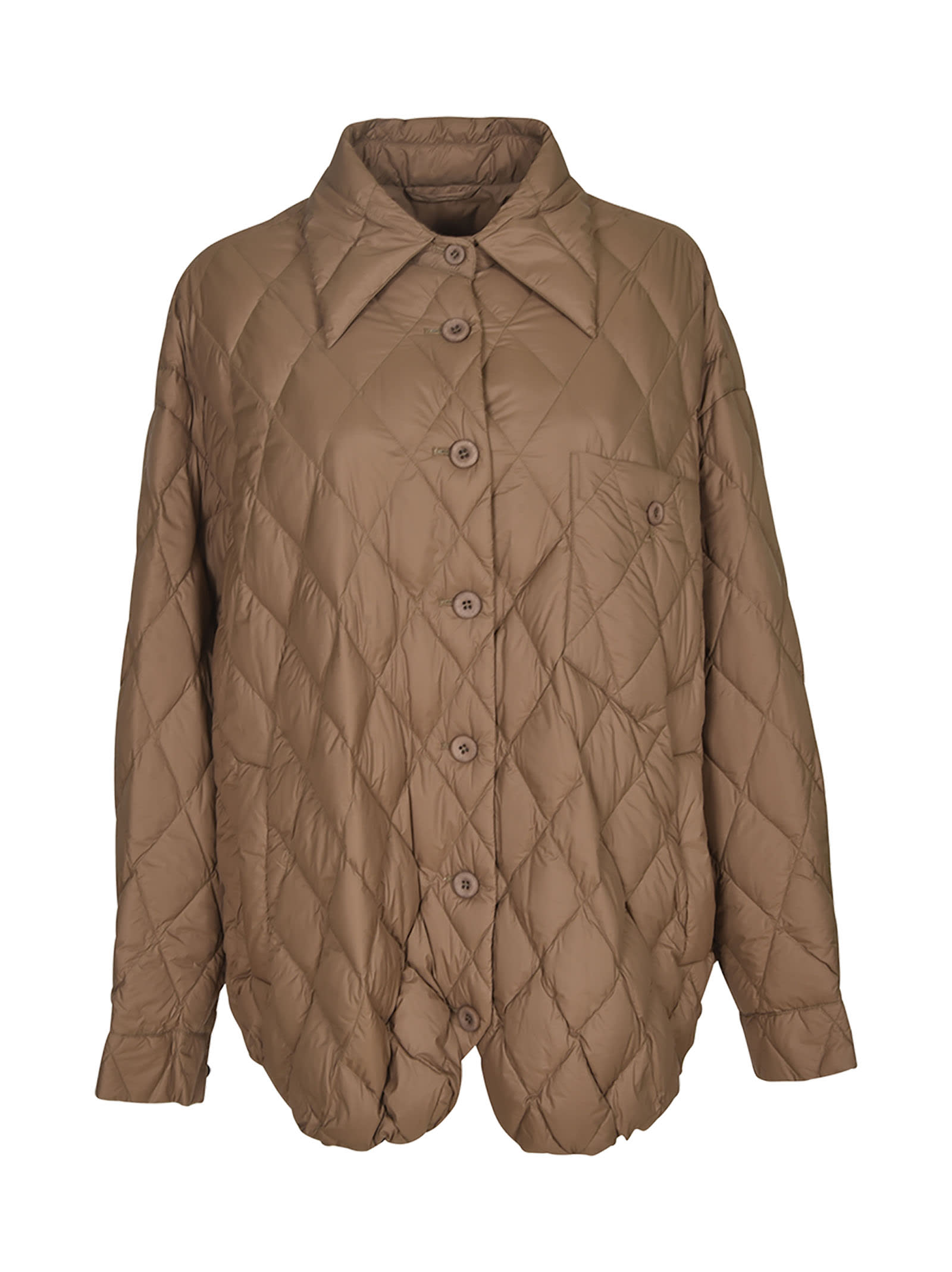 Shop Jnby Quilted Buttoned Jacket In Brown