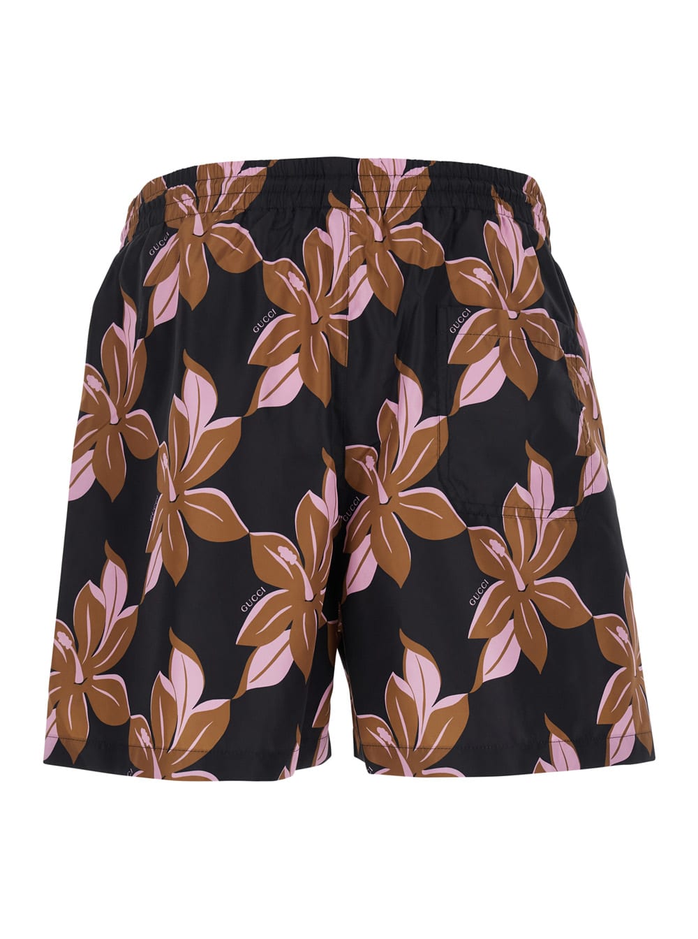 Gucci Multicolor Swimsuit With Drawstring And All-over Floral Print In Tech Fabric Man In Multi