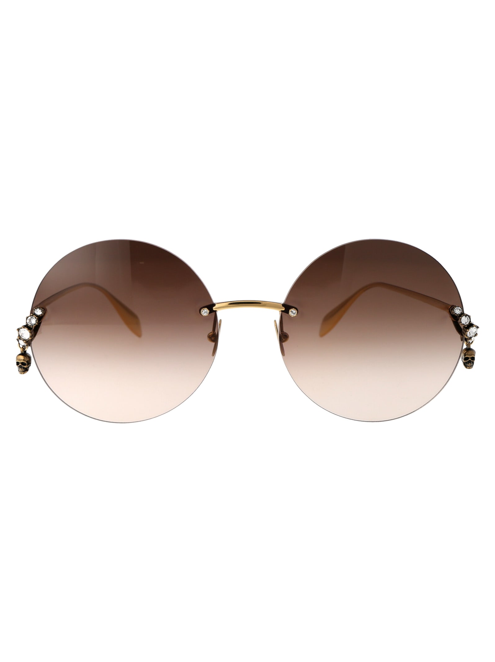 Shop Alexander Mcqueen Am0418s Sunglasses In 002 Gold Gold Brown