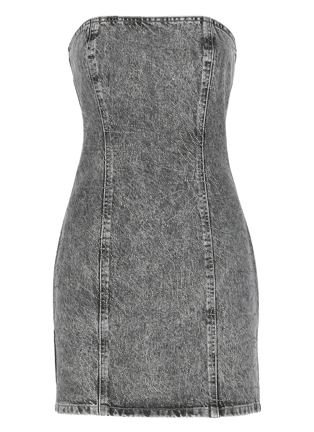 Shop Rotate Birger Christensen Dress With Rhinestones In Grey