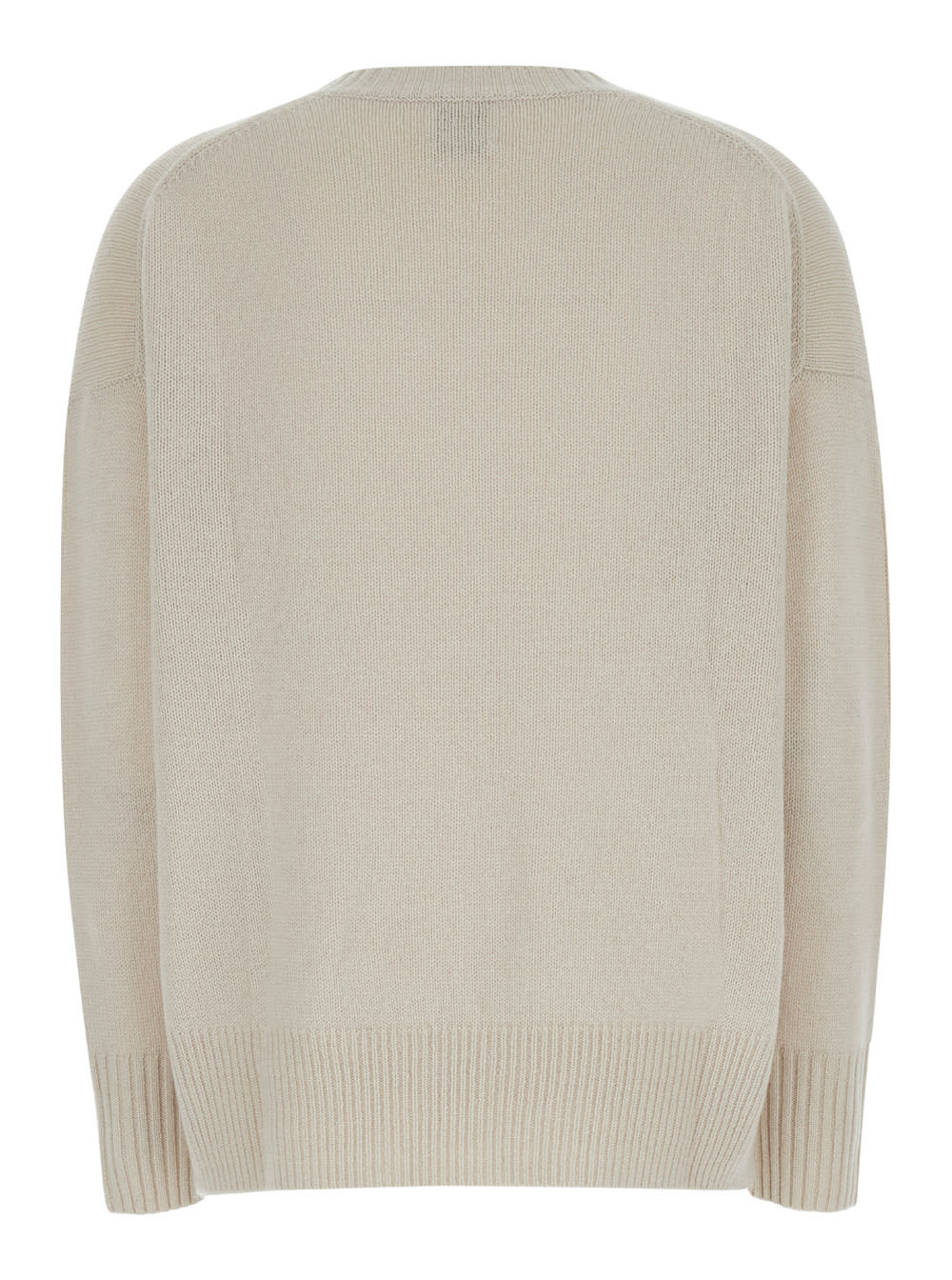 Shop Allude Beige Crewneck Sweater With Dropped Shoulders In Cashmere Woman