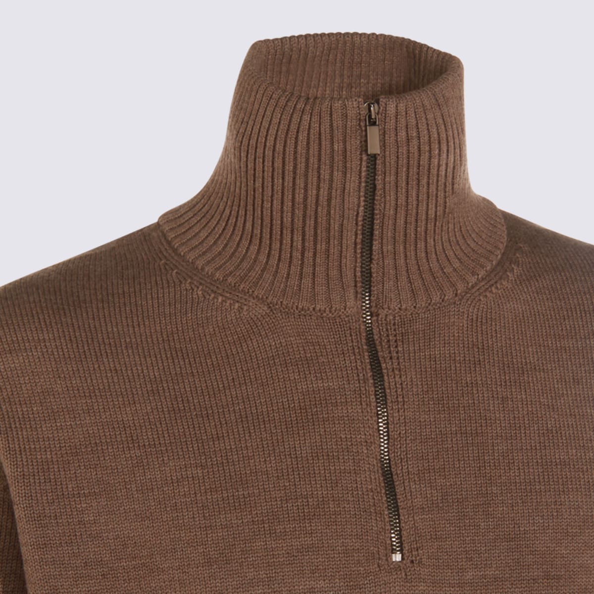 Altea Brown Wool Knitwear In Animal Print
