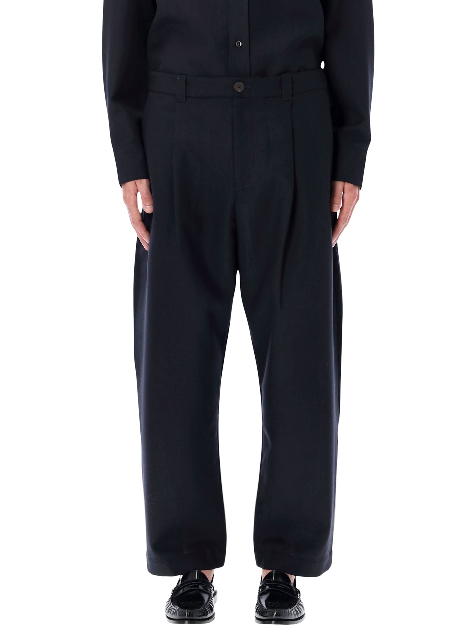 Studio Nicholson Tucked Front Pants With Tailored Silhouette In Black
