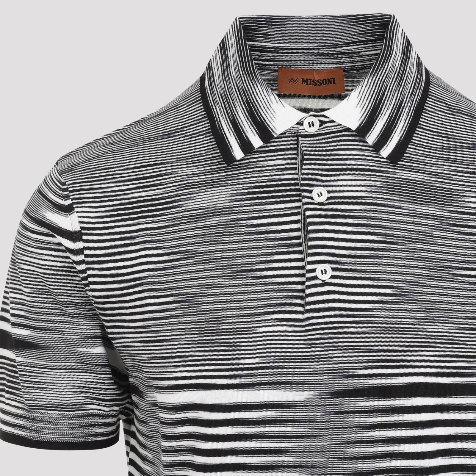 Shop Missoni Ss Polo In Space Dye Black White