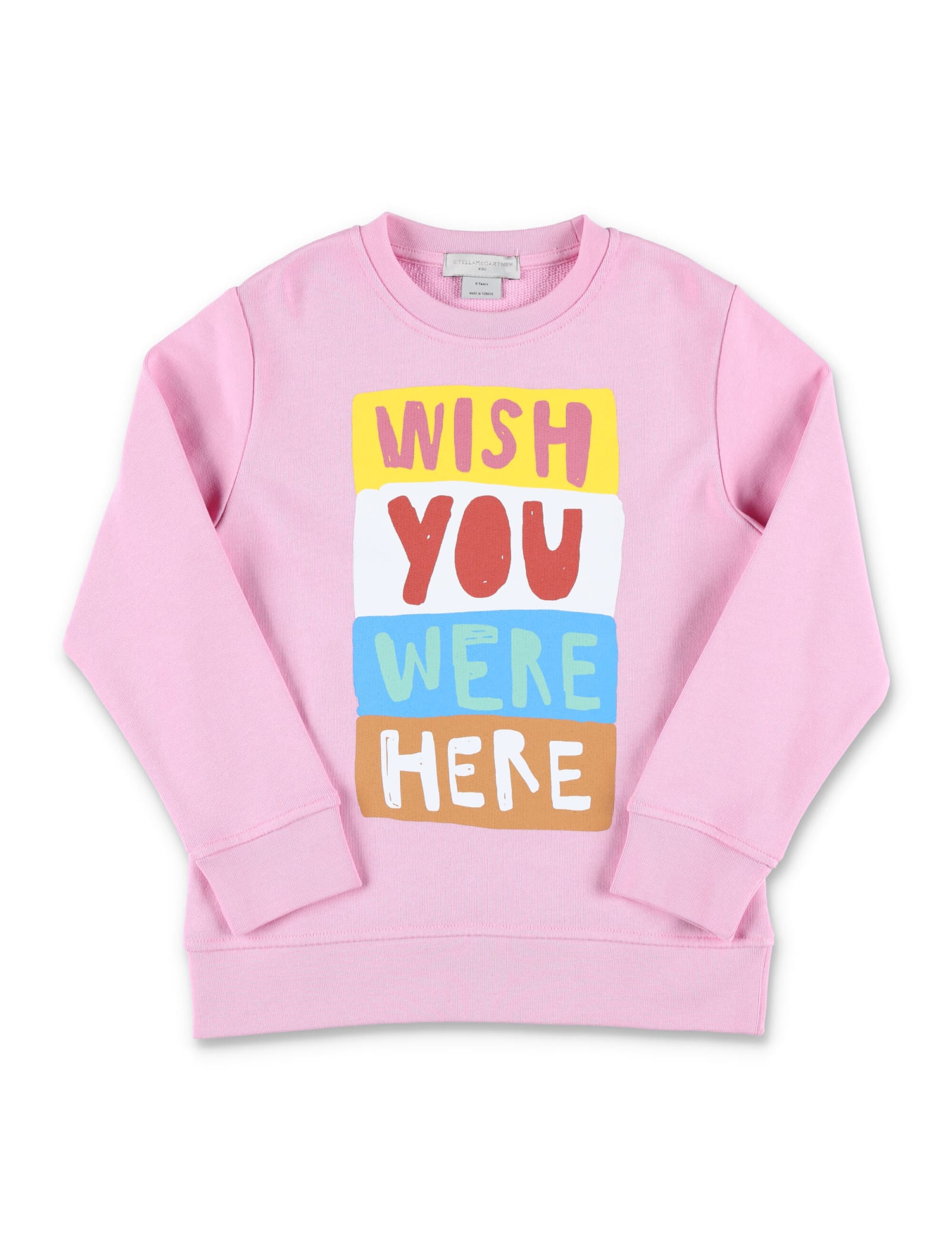 Shop Stella Mccartney Wish You Were Here Slogan Sweatshirt In Pink