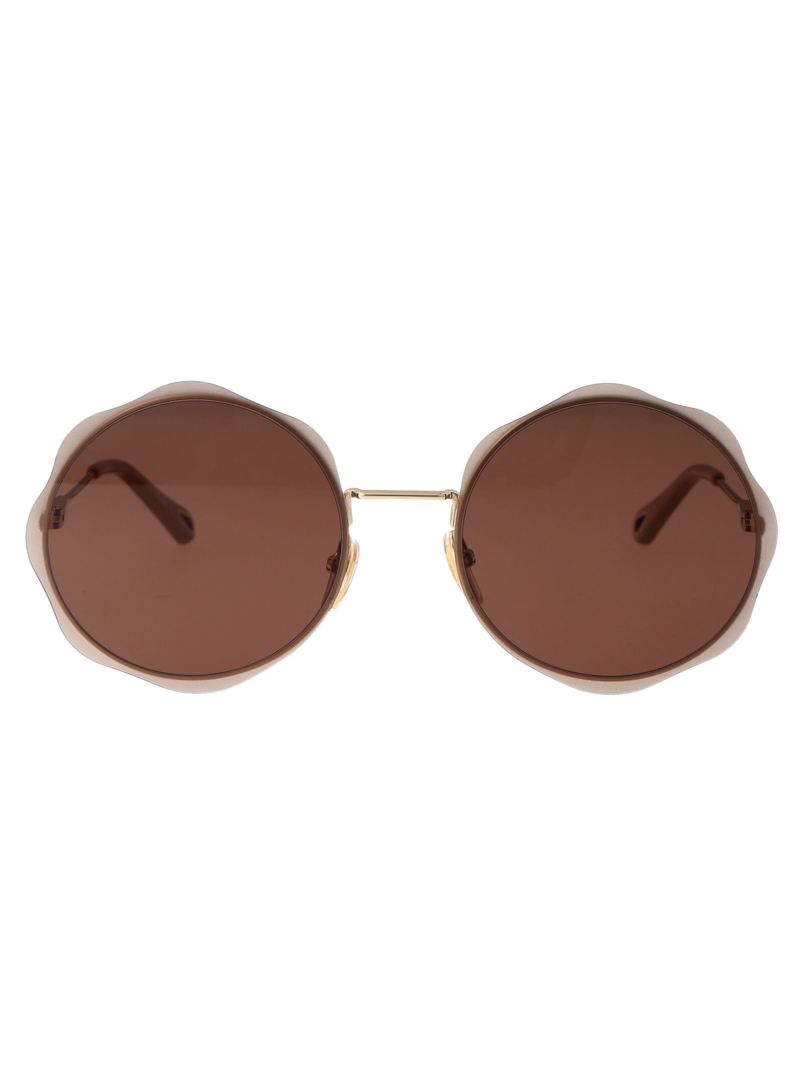 Shop Chloé Ch0202s Sunglasses In 004 Gold Gold Brown