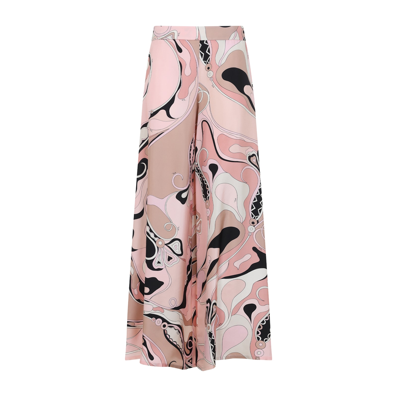 Pucci Silk Twill Orchidee Print Trousers In Nude