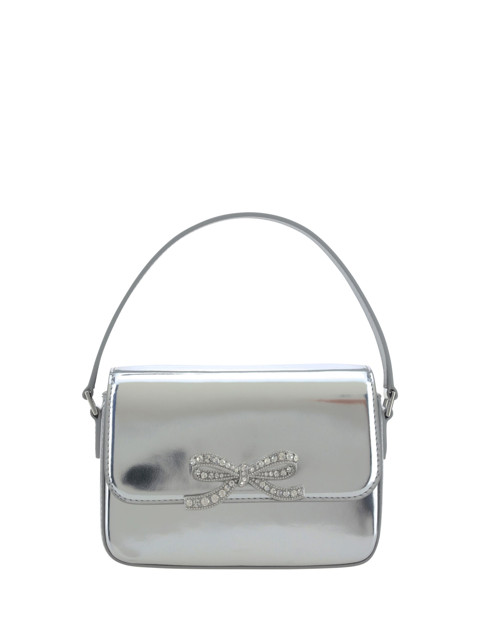 Shop Self-portrait Baguette Handbag In Silver