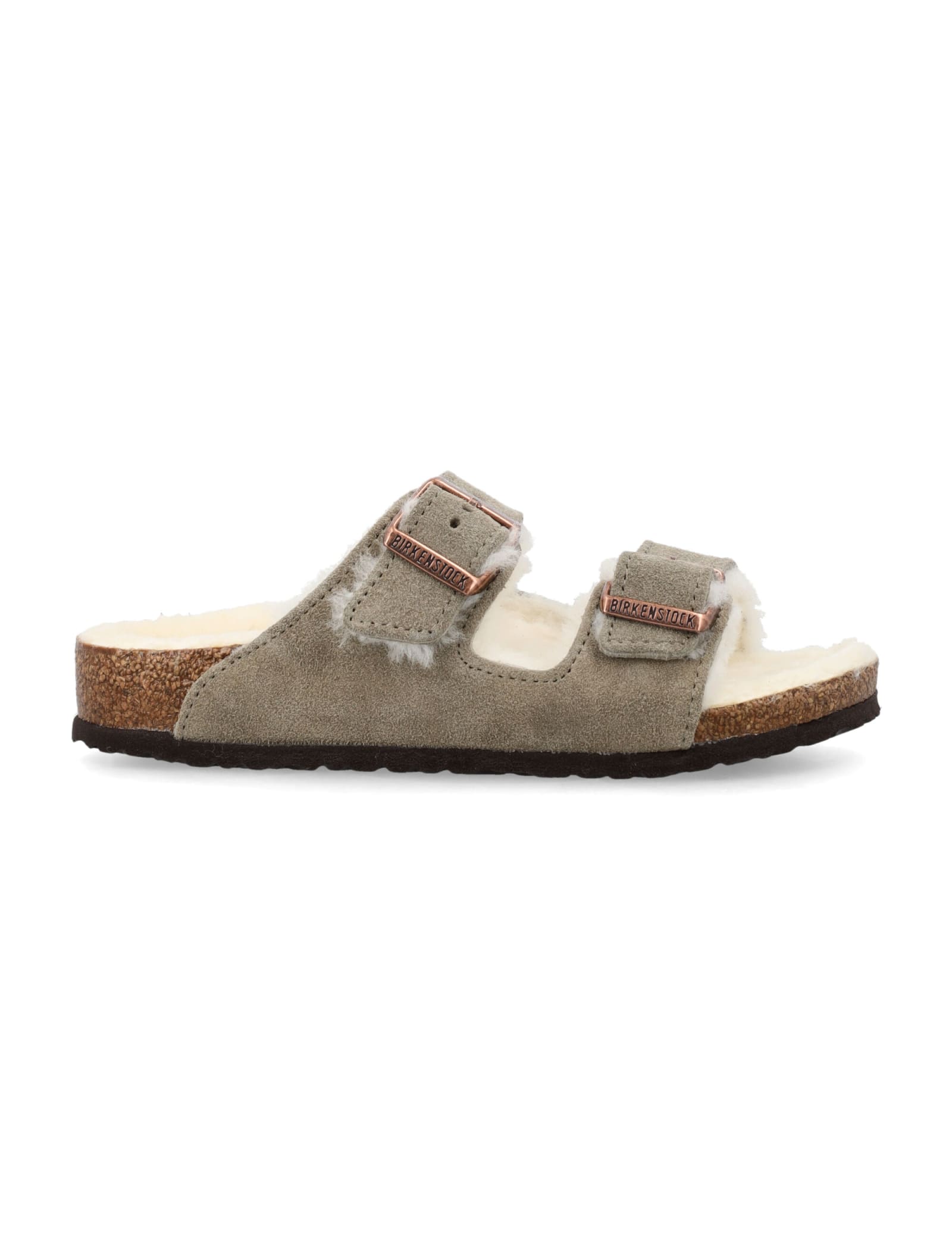 Shop Birkenstock Kid - Arizona Shearling Sandal In Taupe