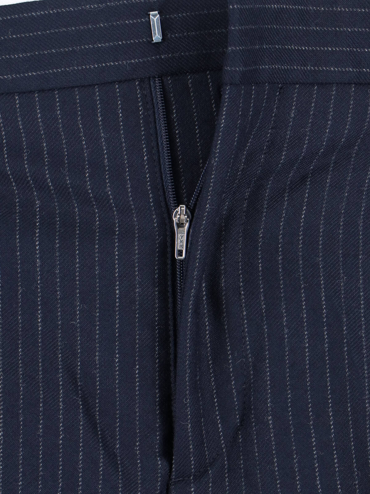 Sunflower Navy Pinstriped Virgin Wool Blend Trousers With High Waist In Blue