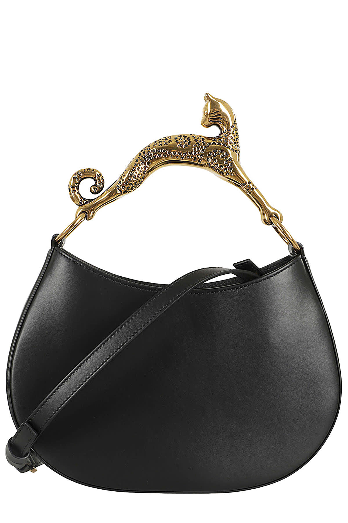 Shop Lanvin Hobo Bag With Cat Handle In Black