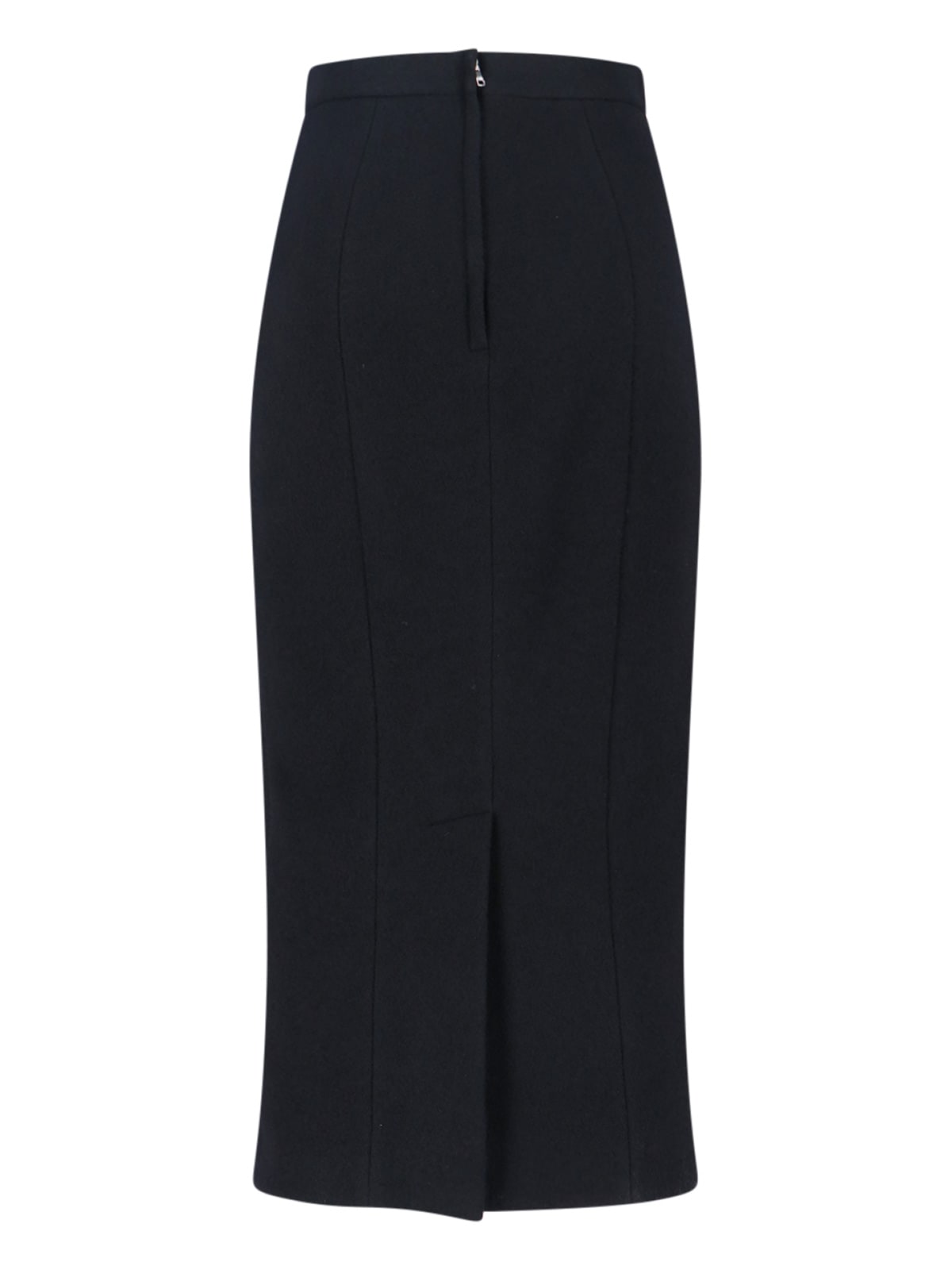 Dolce & Gabbana Virgin Wool Midi Skirt In Black
