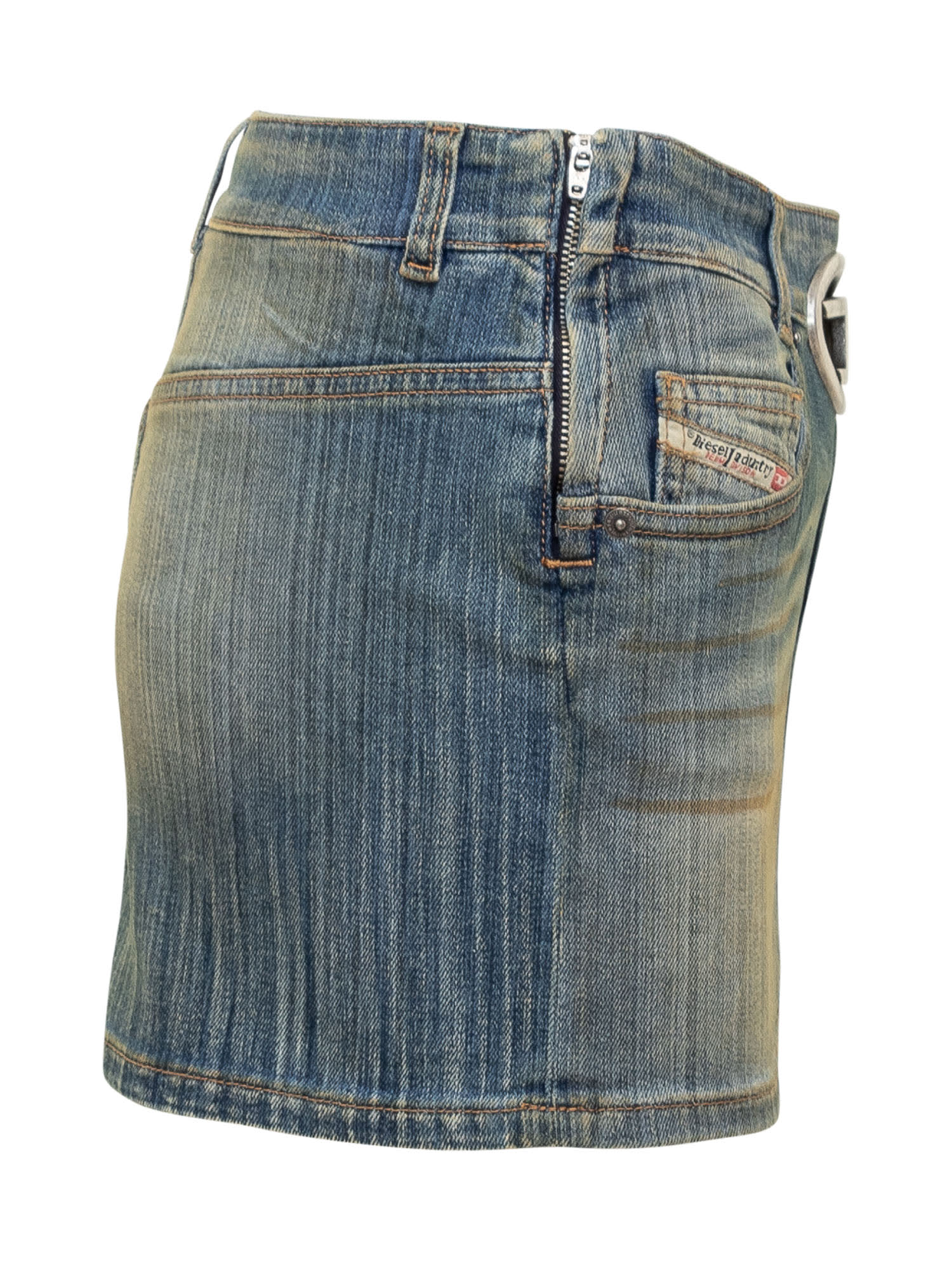 Shop Diesel Denim Miniskirt With Logo