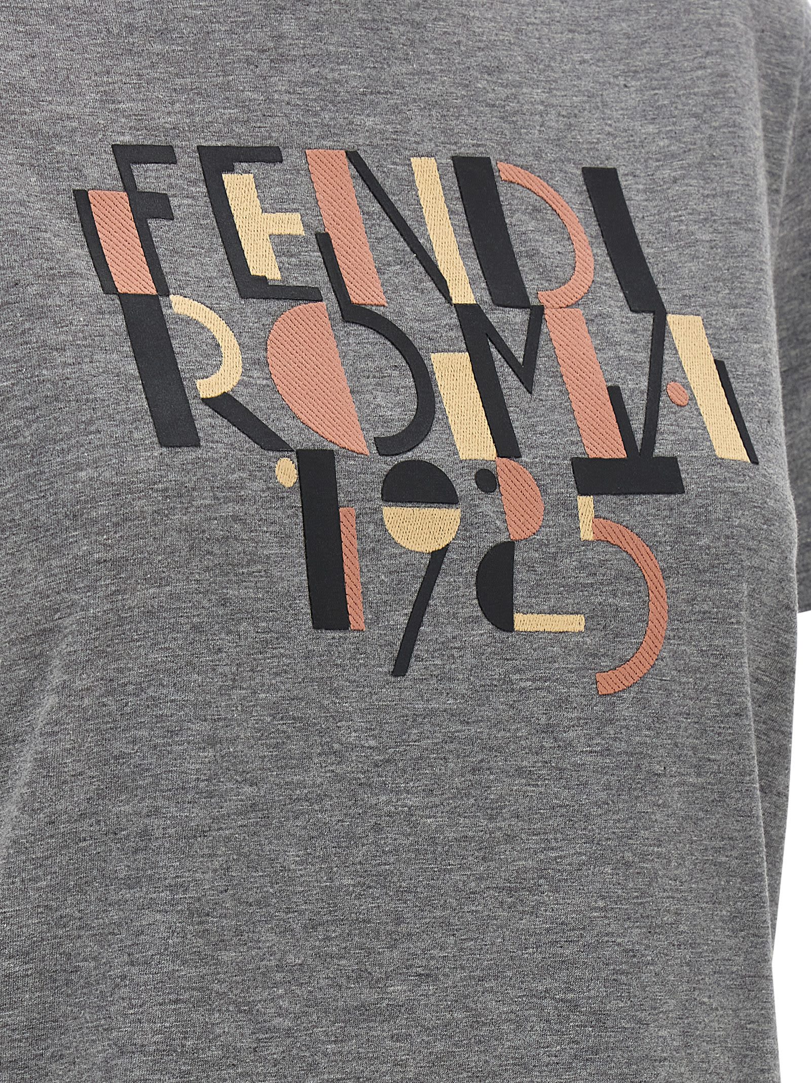 Fendi Logo-print Cotton T-shirt In Gray