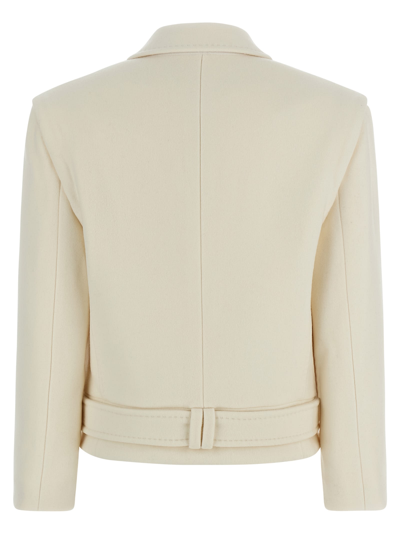 Balmain Double-breasted Coat In White