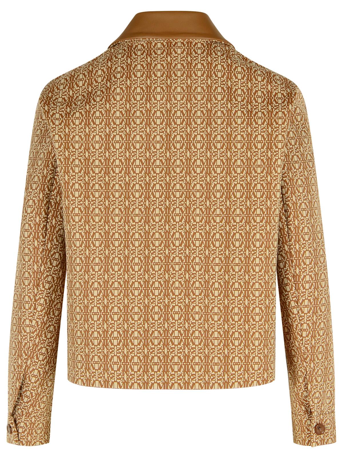 Max Mara Viborg Camel Cotton Jacquard Jacket In Brown