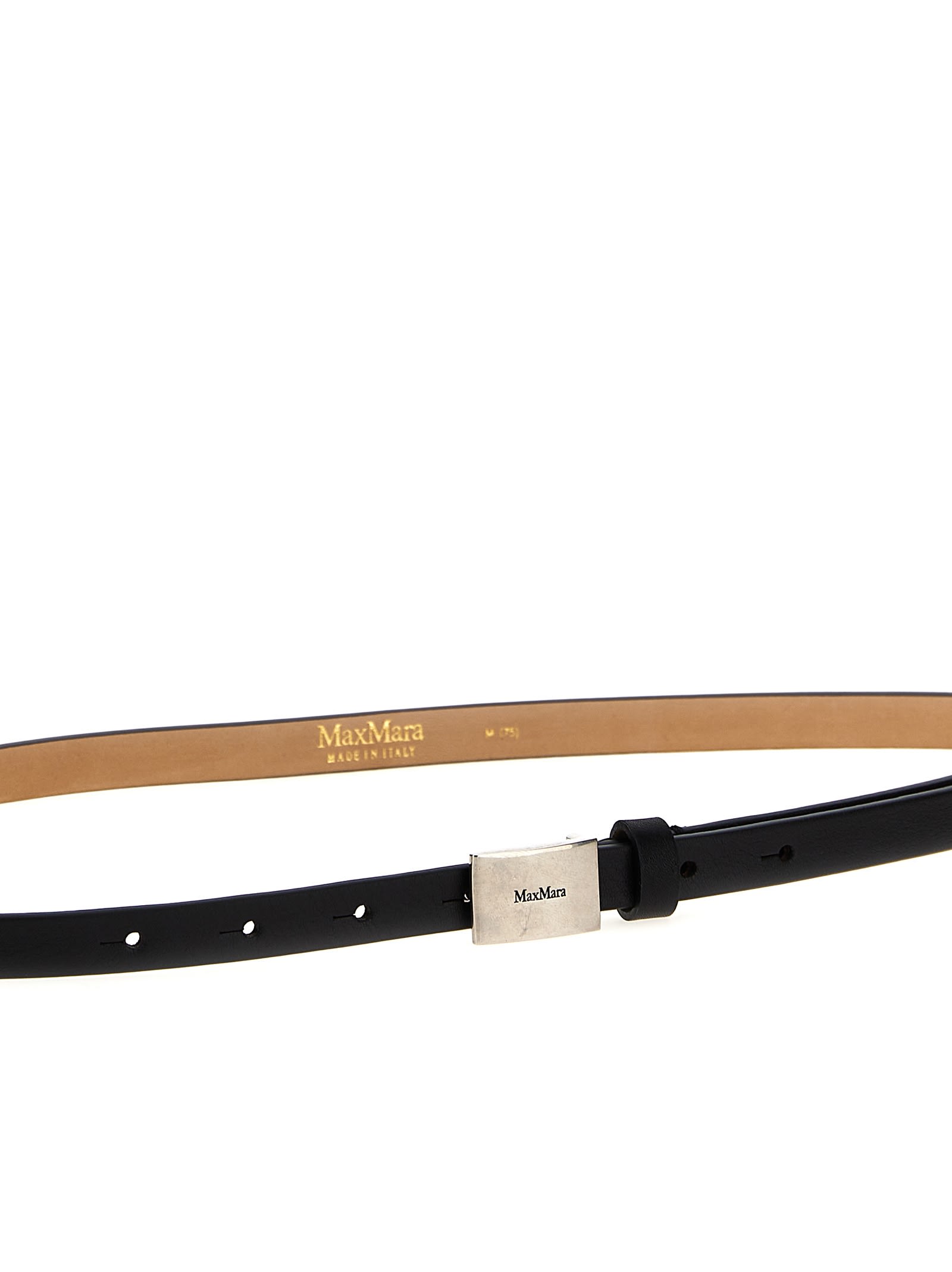 Max Mara Smooth Finish Adjustable 'flat' Belt In Black