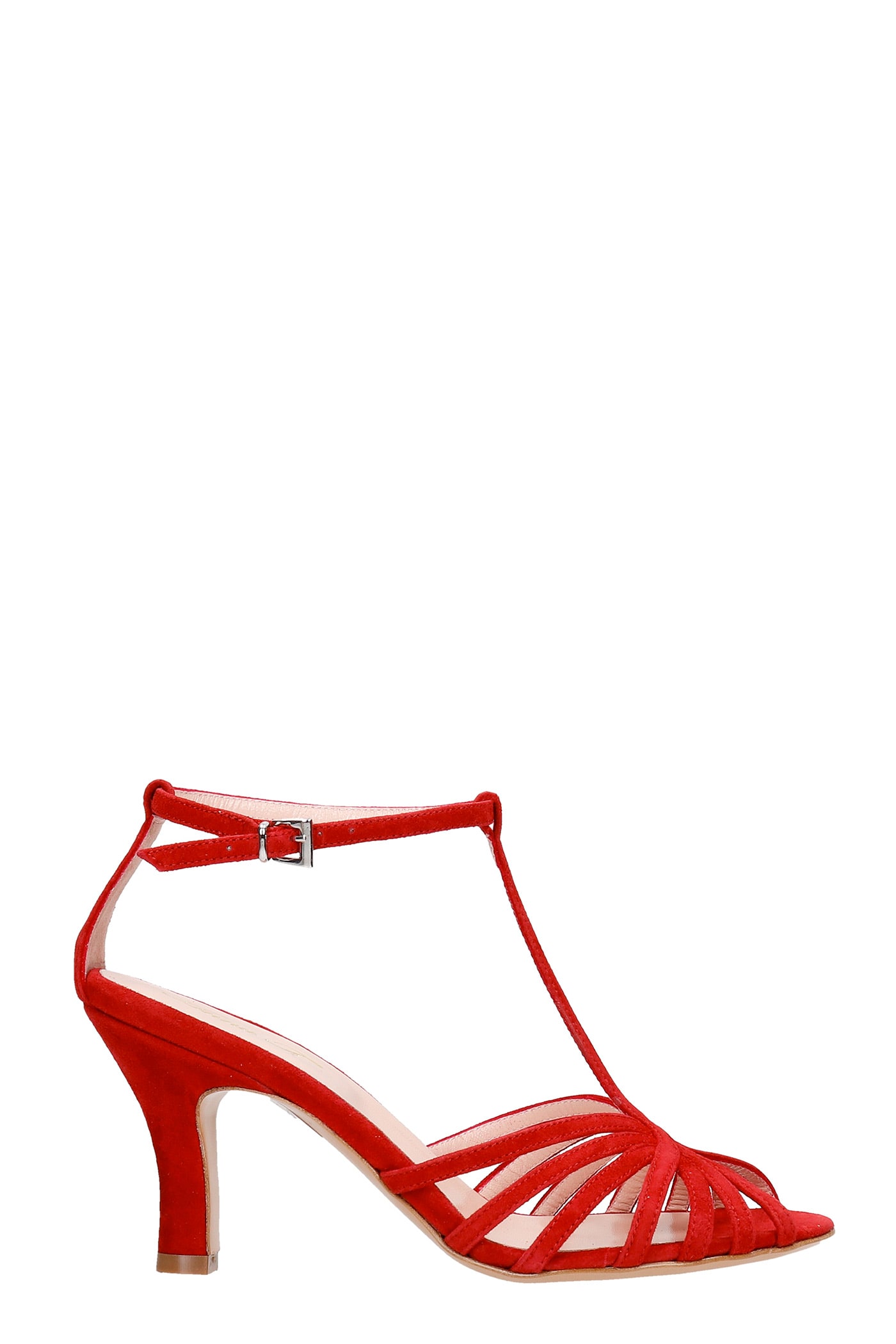 Anna F. Sandals In Red Suede
