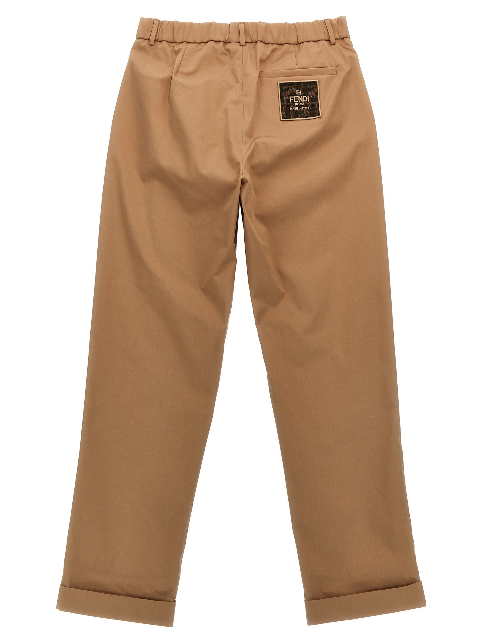 Shop Fendi Pants With Front Pleats In Brown