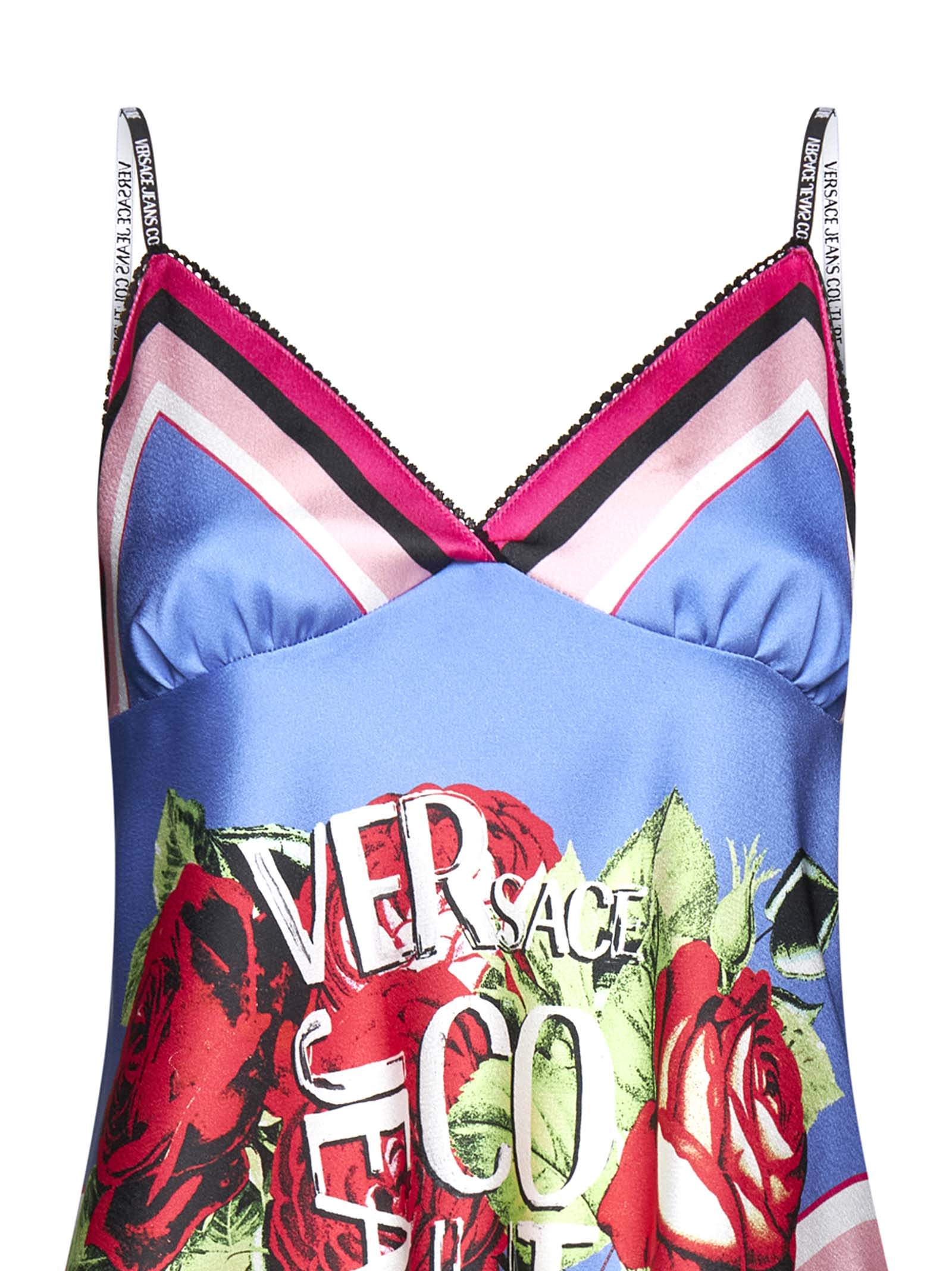 Versace Jeans Couture Roses Foulard Top In Purple