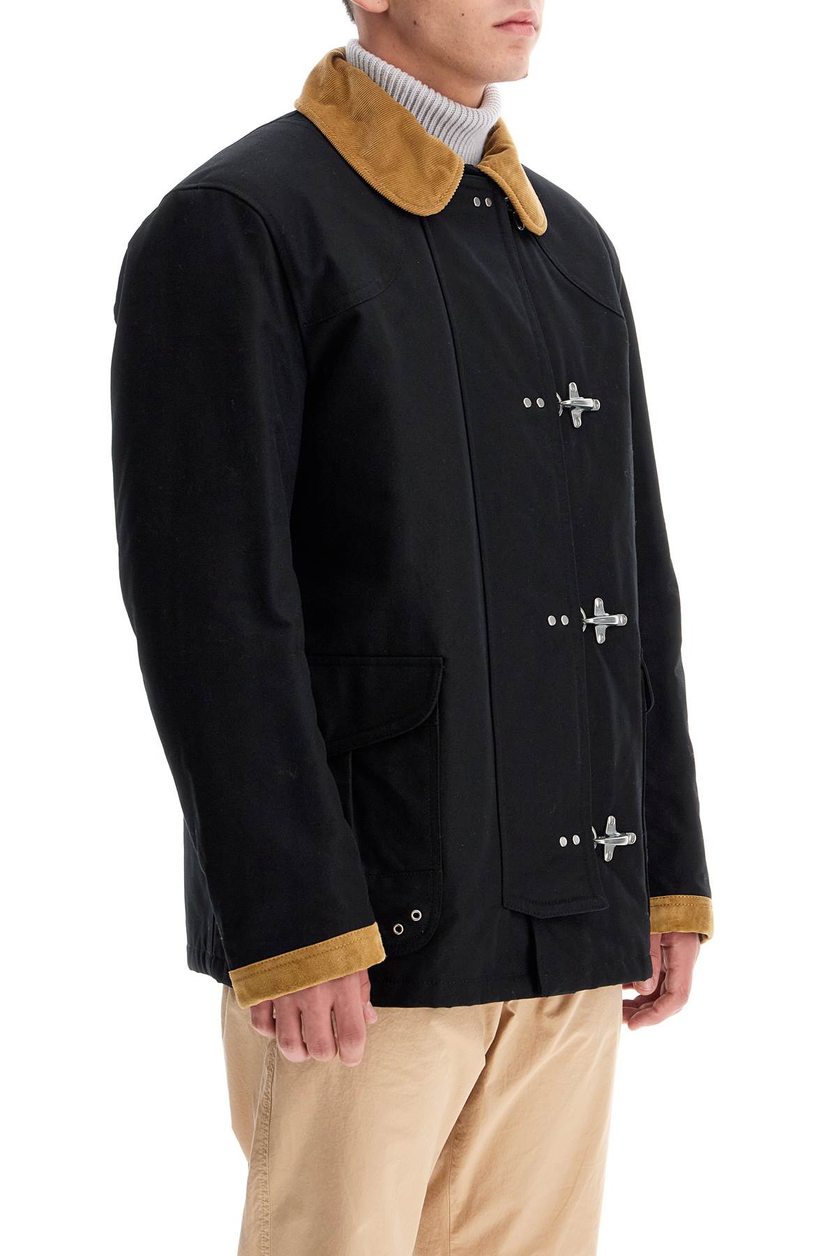 Shop Fay 4-hook Canvas Jacket With Classic In Nero (black)