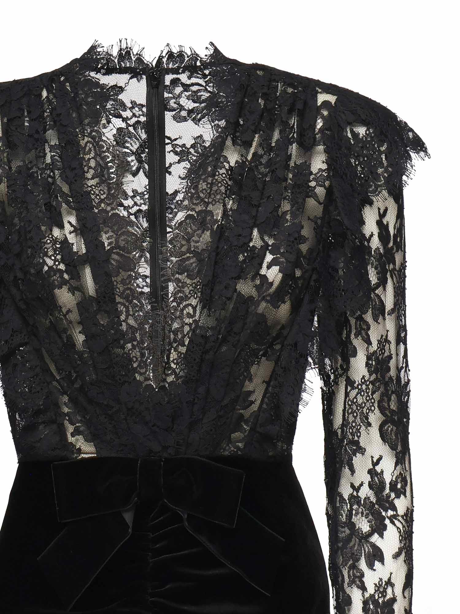Alessandra Rich Women Velvet And Lace Dress In Black