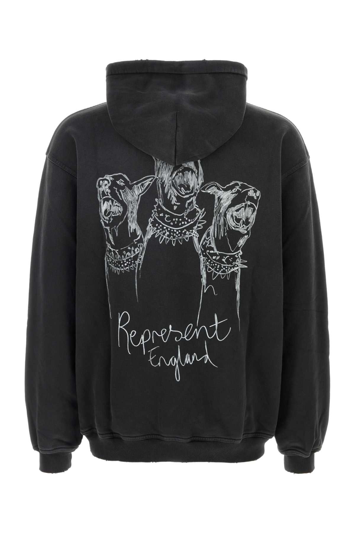 Represent Black Cotton Oversize Thoroughbred Dogs Sweatshirt In Black