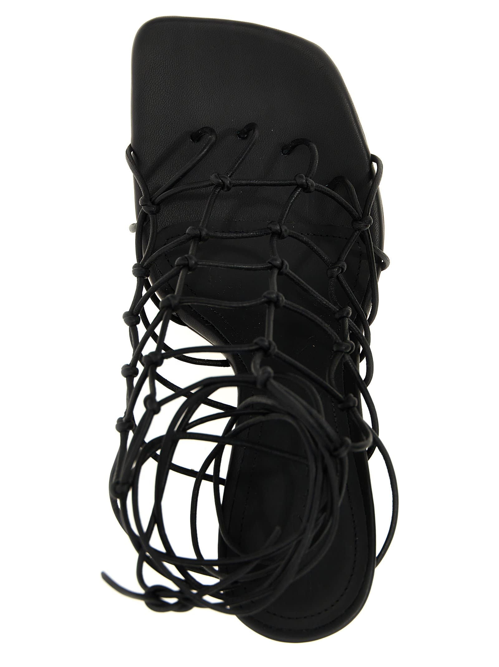 Rick Owens 80mm Web Cantilever Leather Sandals In Black