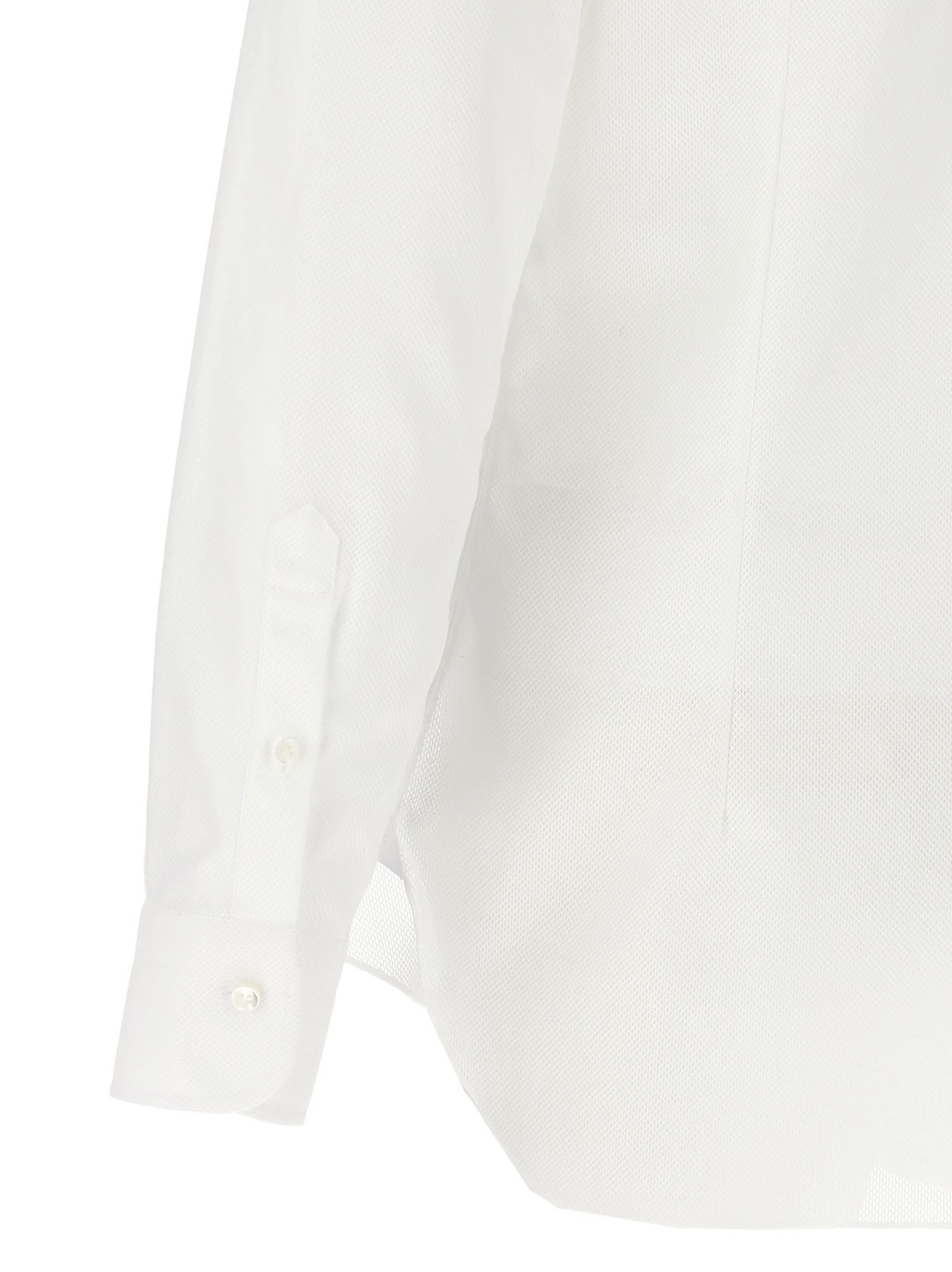 Barba Napoli Honeycomb-pattern Cotton Shirt In White