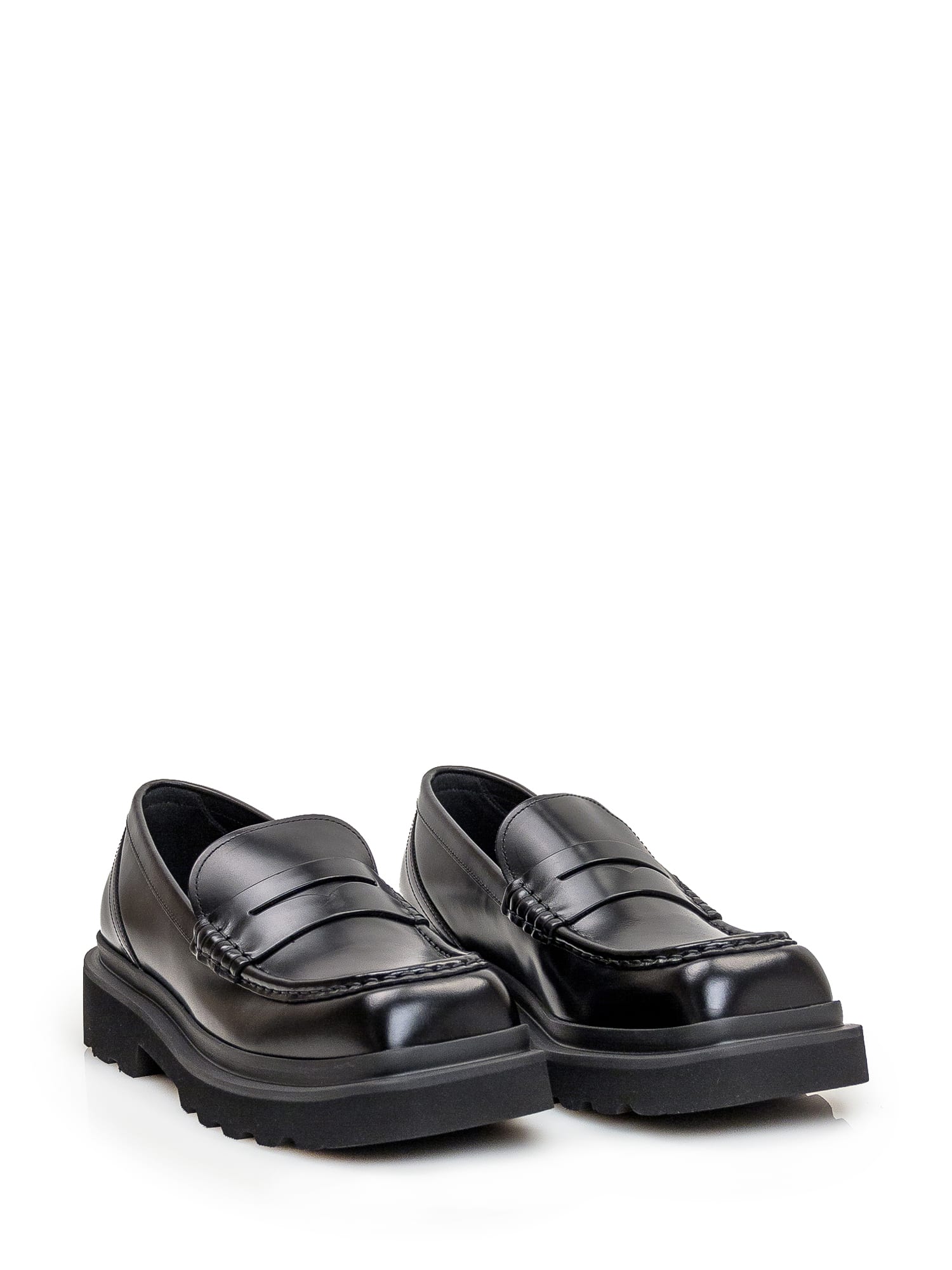 Shop Dolce & Gabbana Leather Loafer In Nero