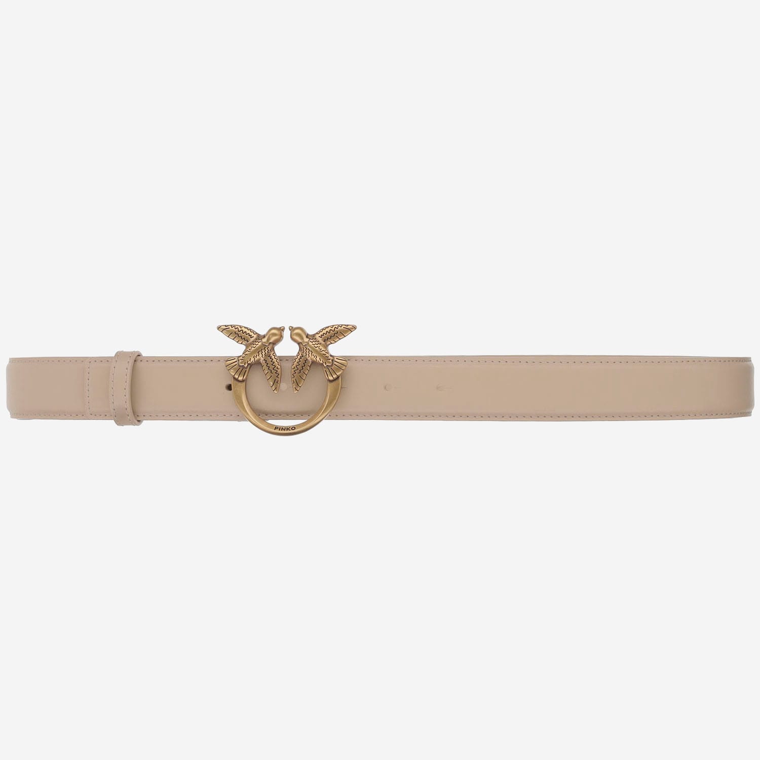 Shop Pinko Love Berry Leather Belt In Beige