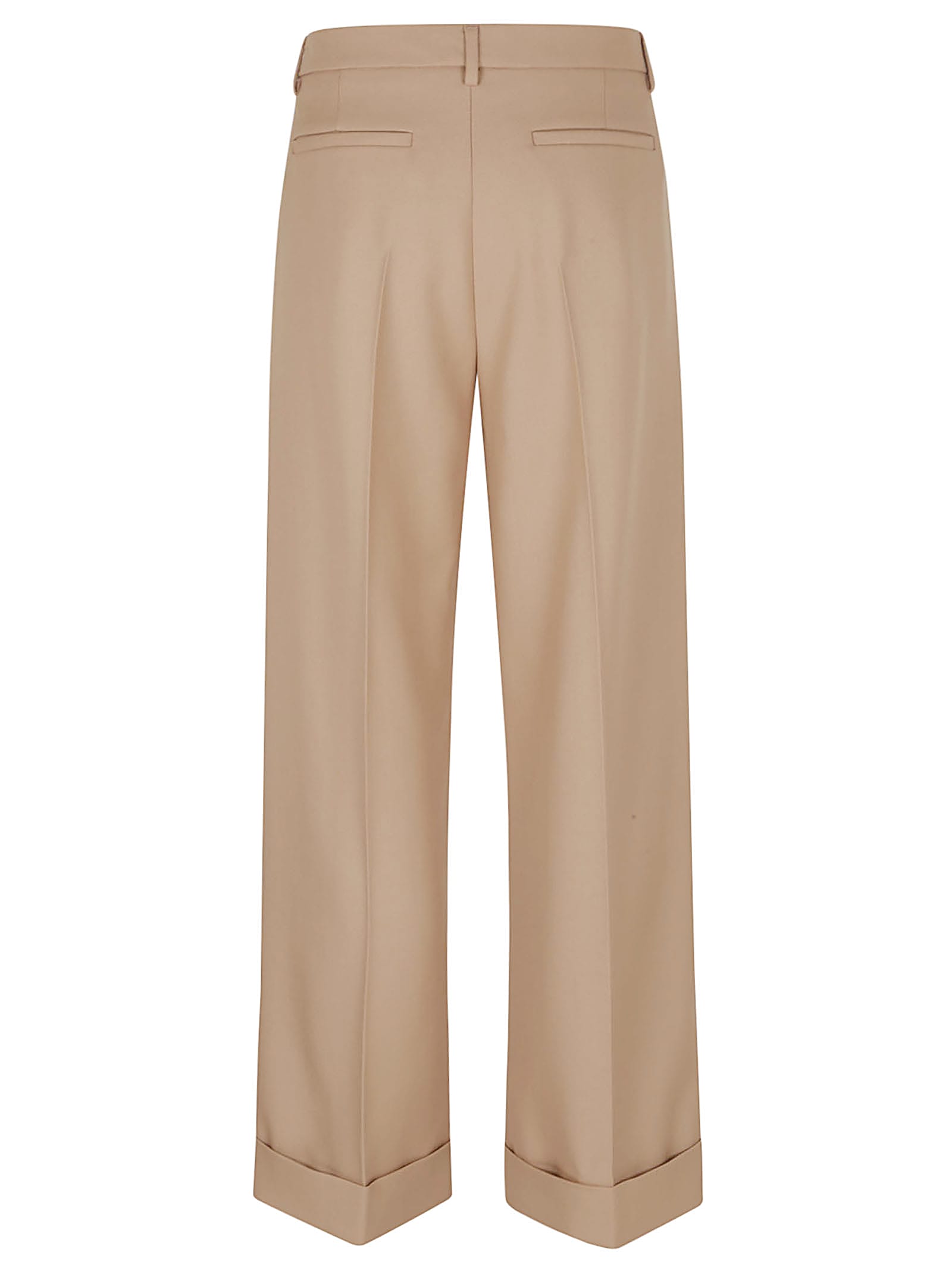 Valentino Garavani Tailored Trousers With Cuffed Hem In Brown