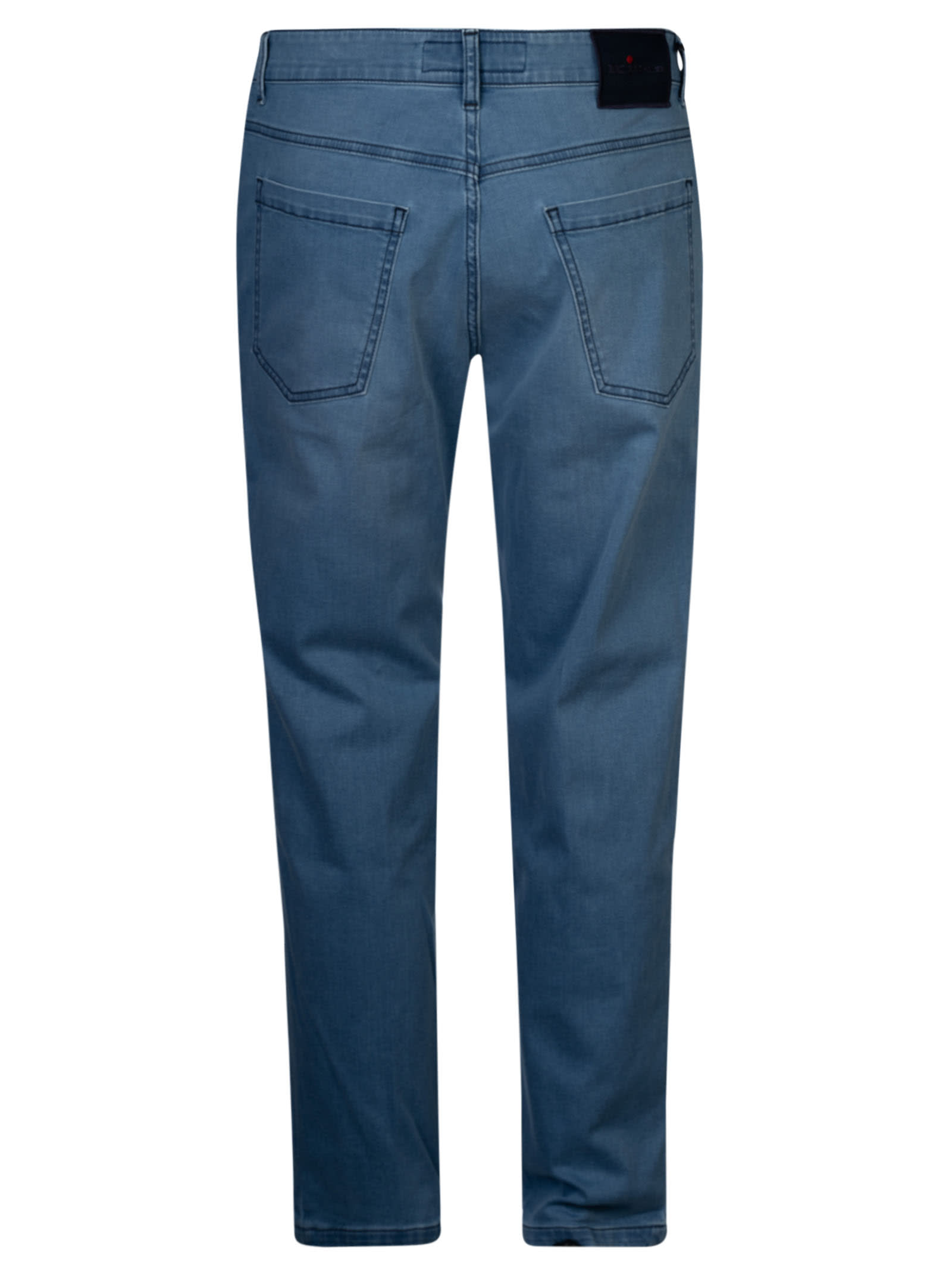 Shop Kiton Buttoned Fitted Jeans In Lavaggio Chiaro