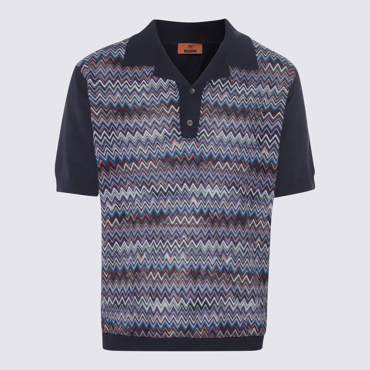 Shop Missoni Navy And Multicolor Cotton Polo Shirt In Navy Base