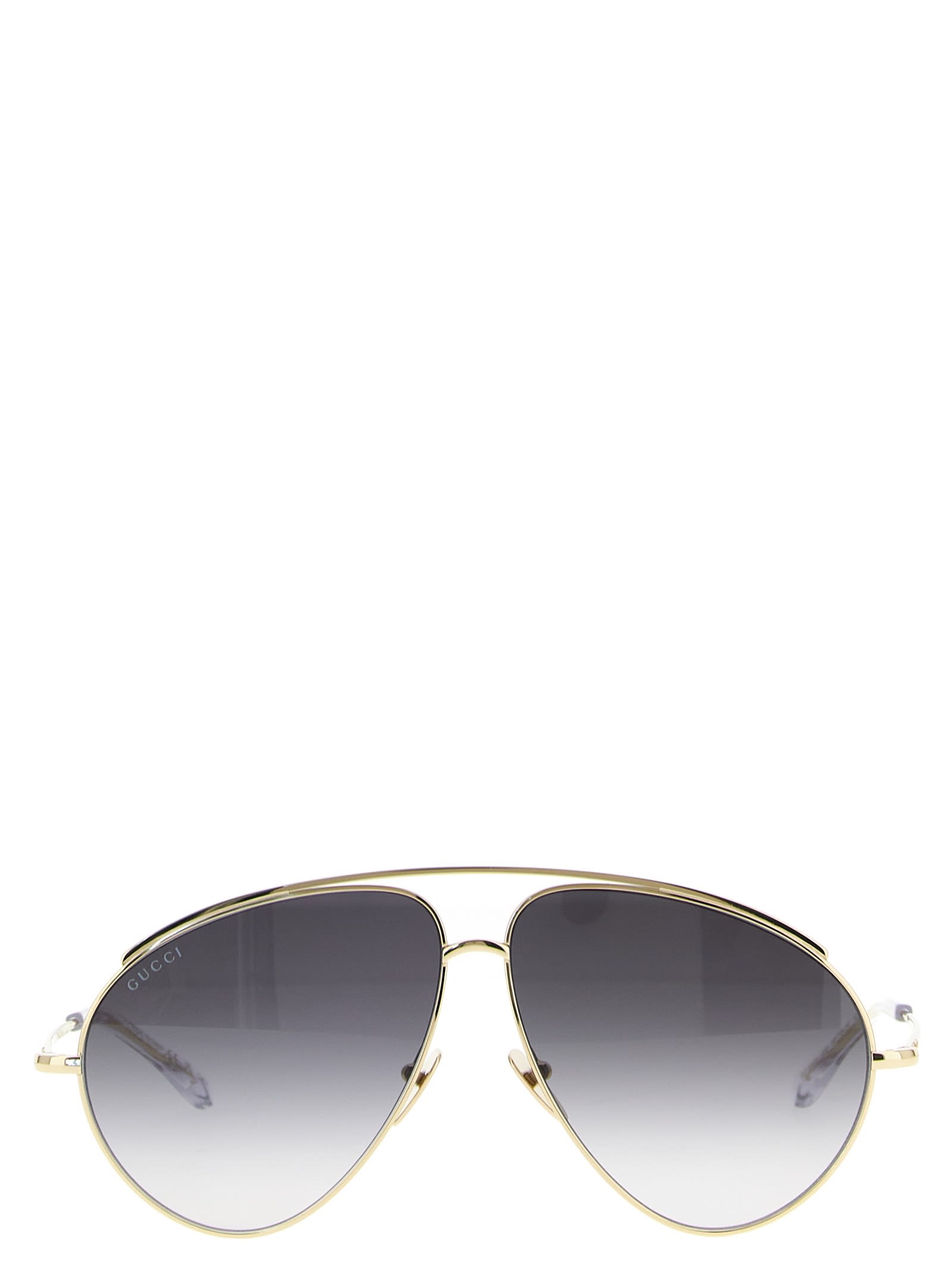 Gucci Gold Metal Aviator Sunglasses Women In Gold