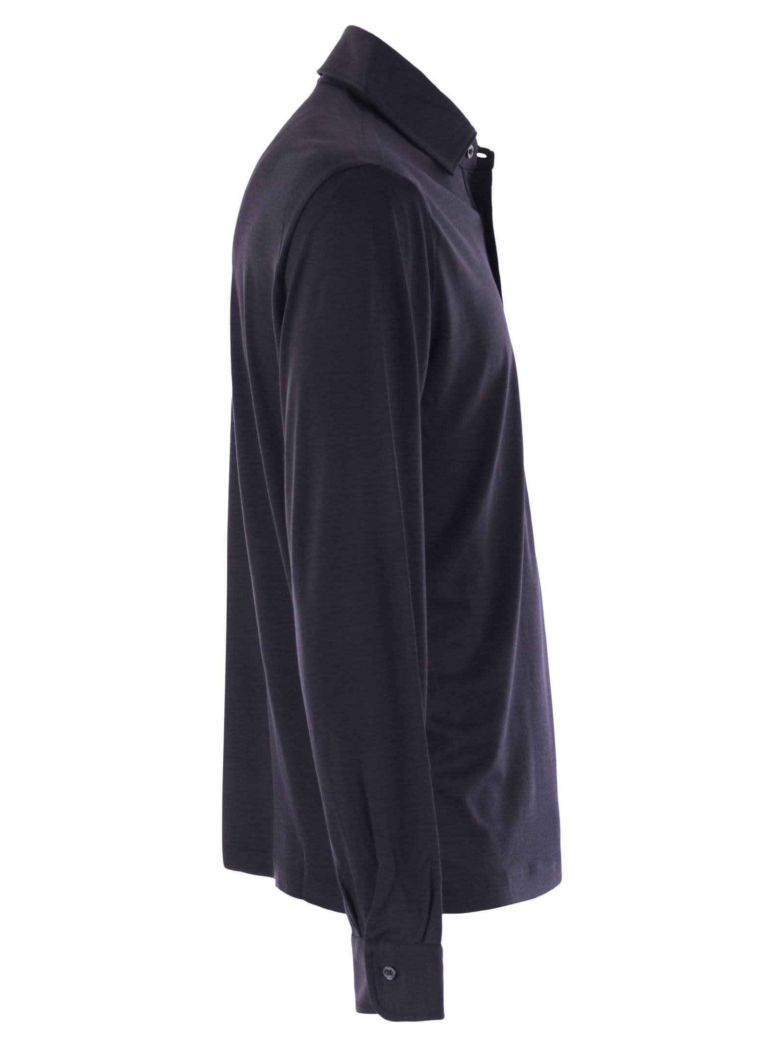 Herno Resort Polo Shirt In Soft Wool Knit In Blue