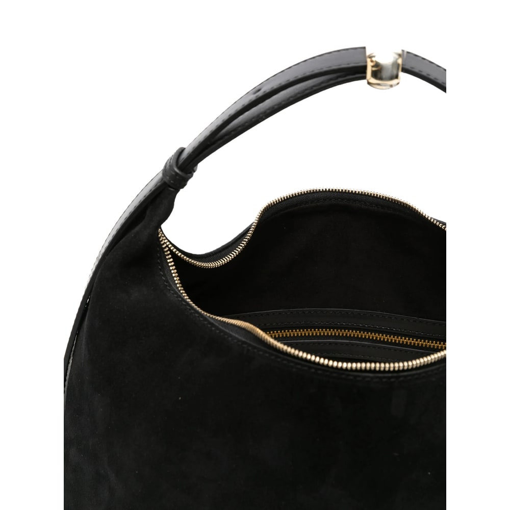 Elleme Large Loop Suede Leather Shoulder Bag In Black