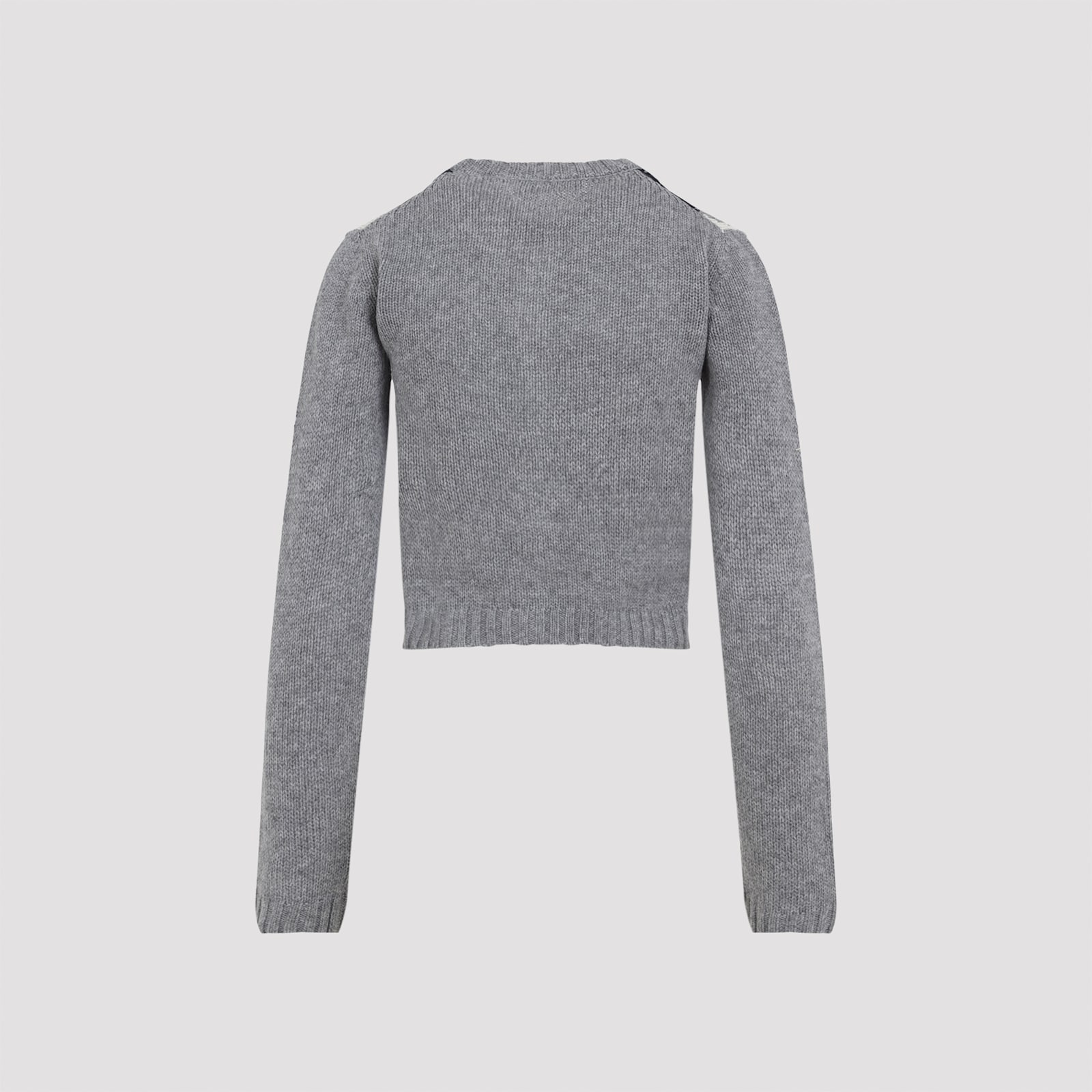 Prada Argyle Pattern Long Sleeve Knitwear Cardigan In Gray