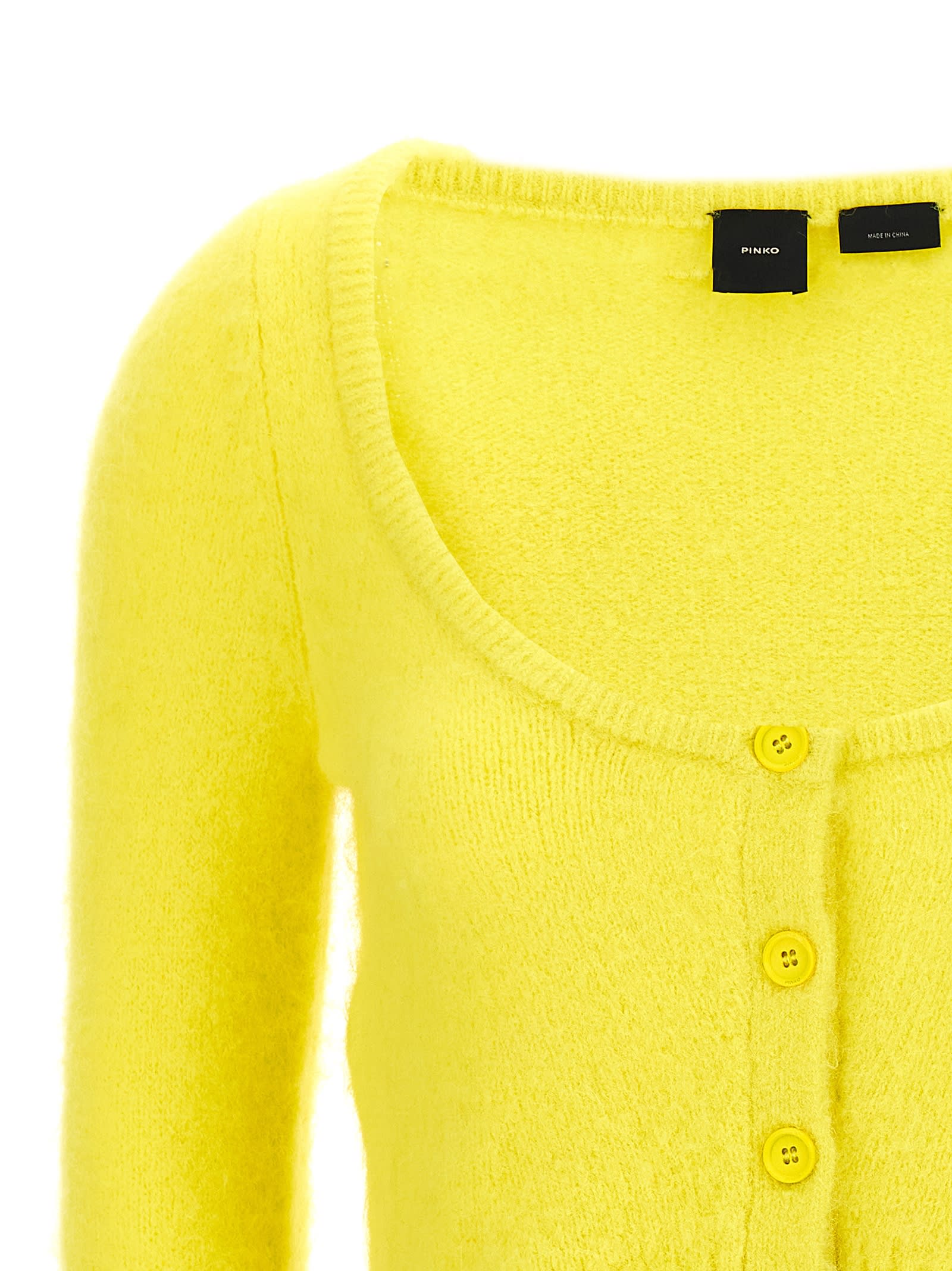 Shop Pinko Colorpoint Cardigan In Yellow