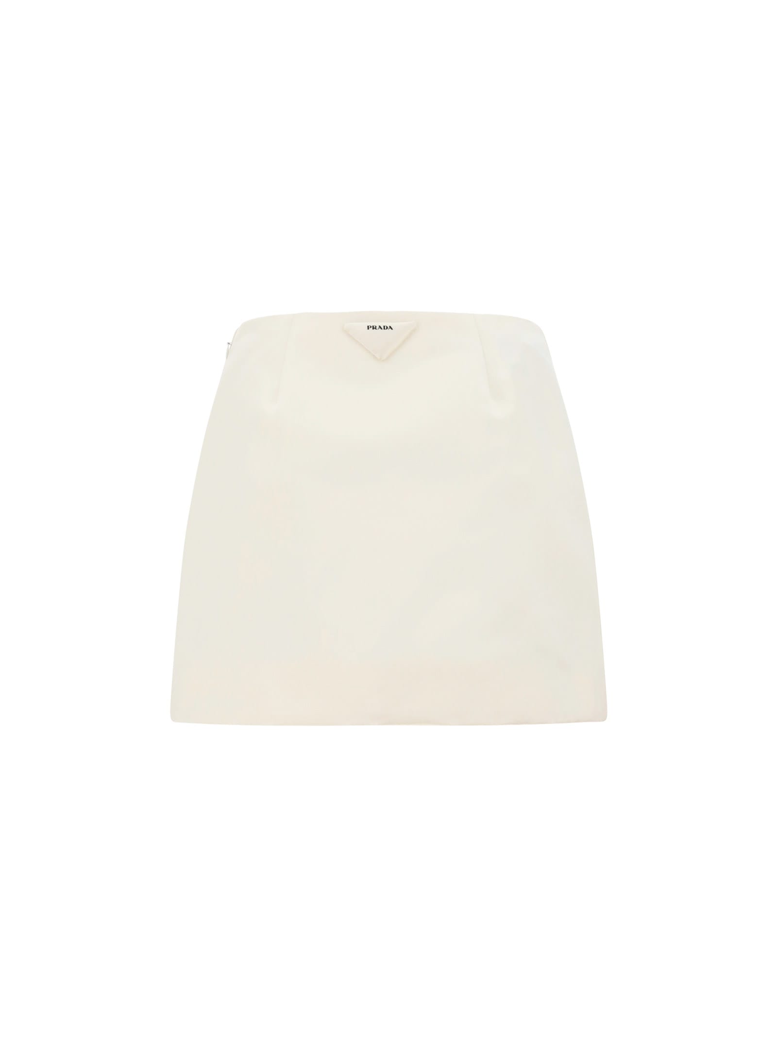Prada Satin Double Mini Skirt In Bianco | ModeSens