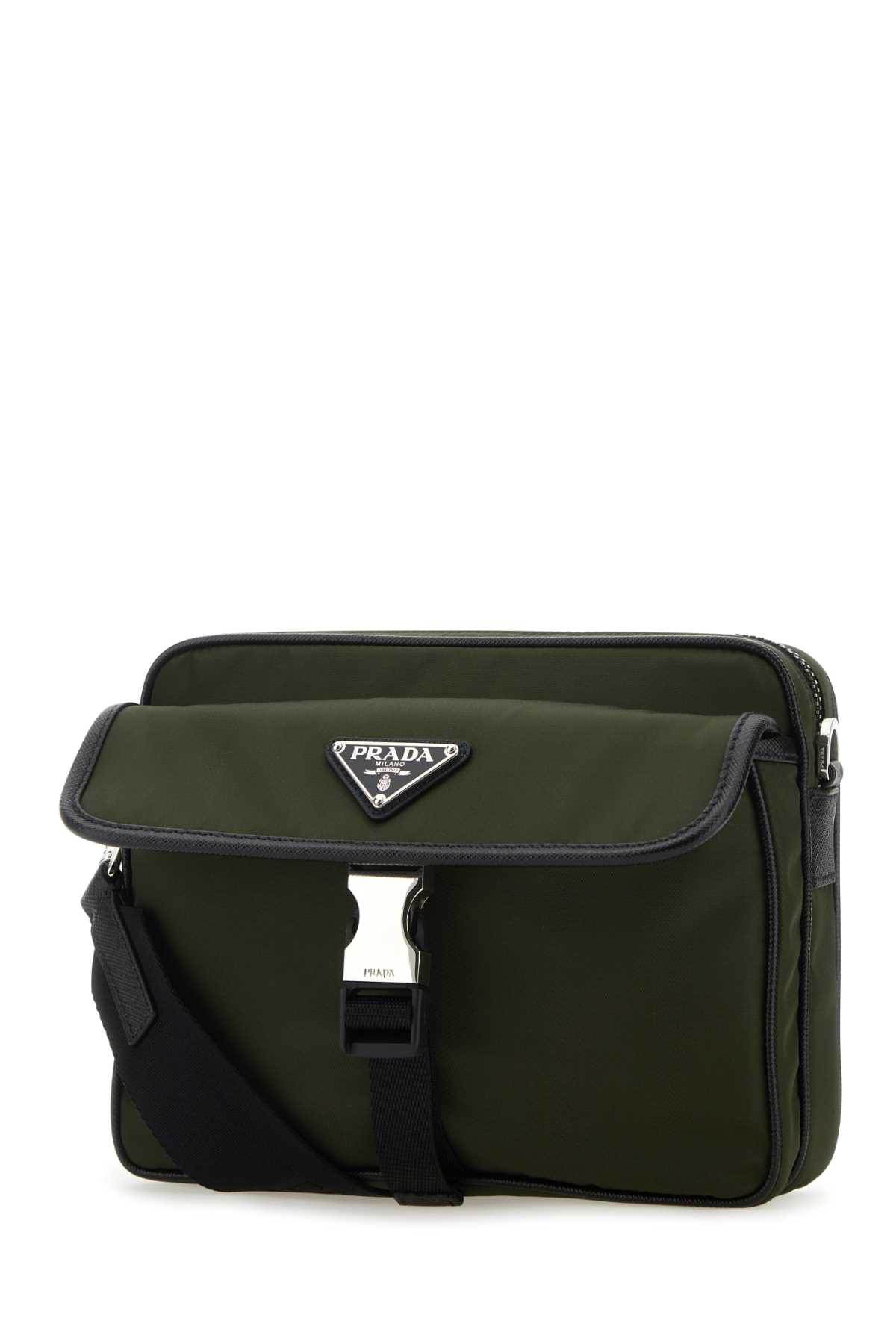 Shop Prada Army Green Nylon Crossbody Bag In F0244