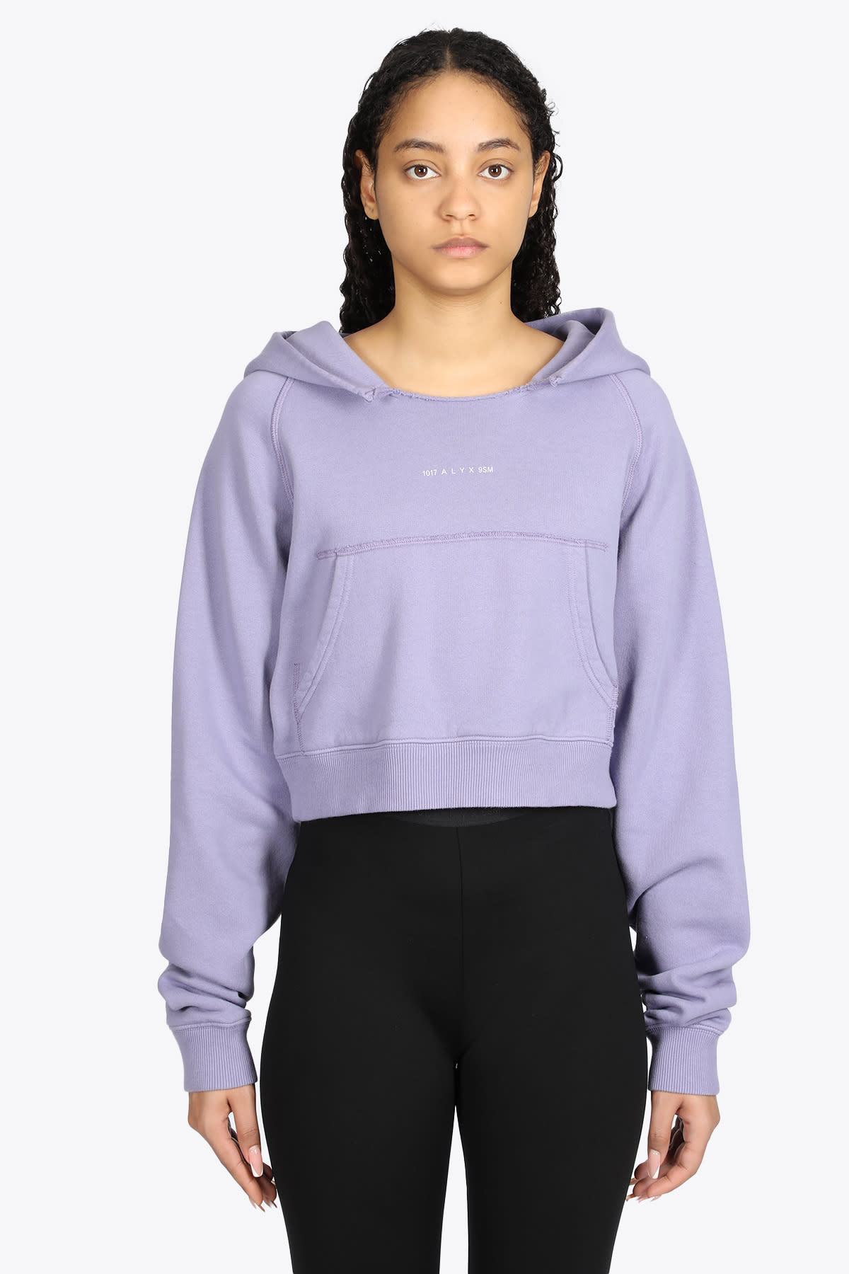 1017 ALYX 9SM Collection Logo Cropped Sweatshirt Lilac cotton cropped hoodie