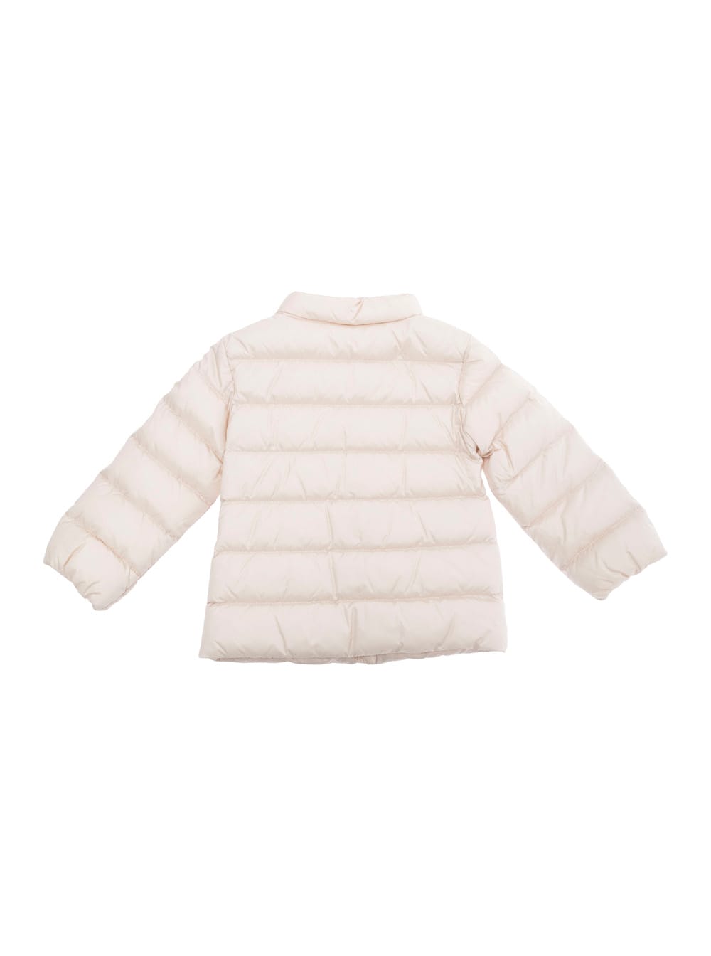 Moncler Cecil Pink Down Jacket With Logo Patch Applied On The Sleeve In Tech Fabric Girl In Pink