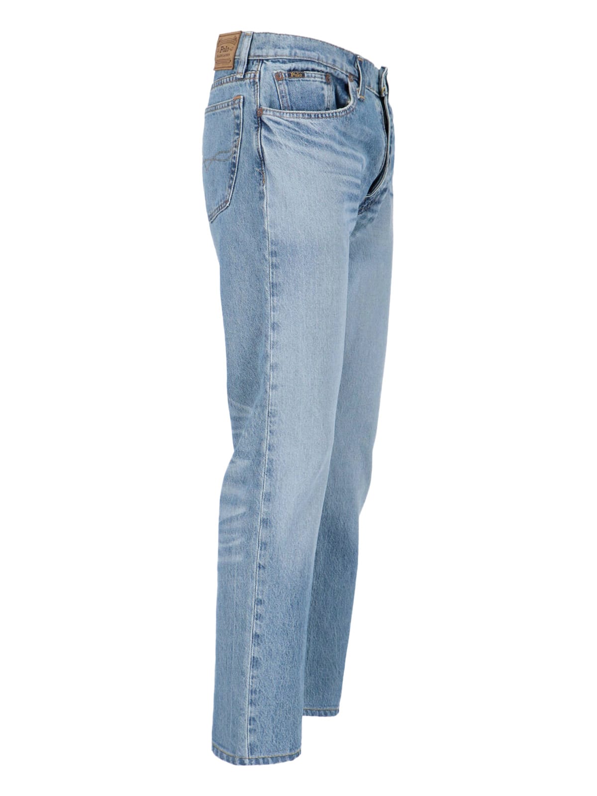 Polo Ralph Lauren Straight Trousers With Five Pockets And Belt Loops In Light Blue