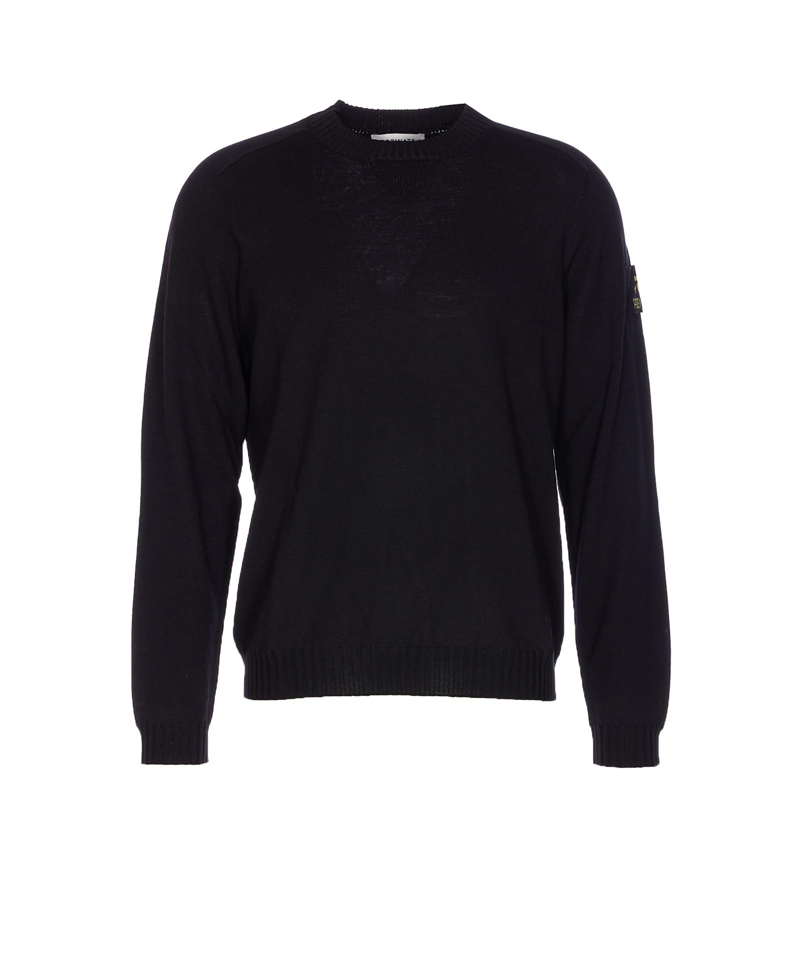 Premiata Textured Knit Sweater With Classic Crew Neck In Black