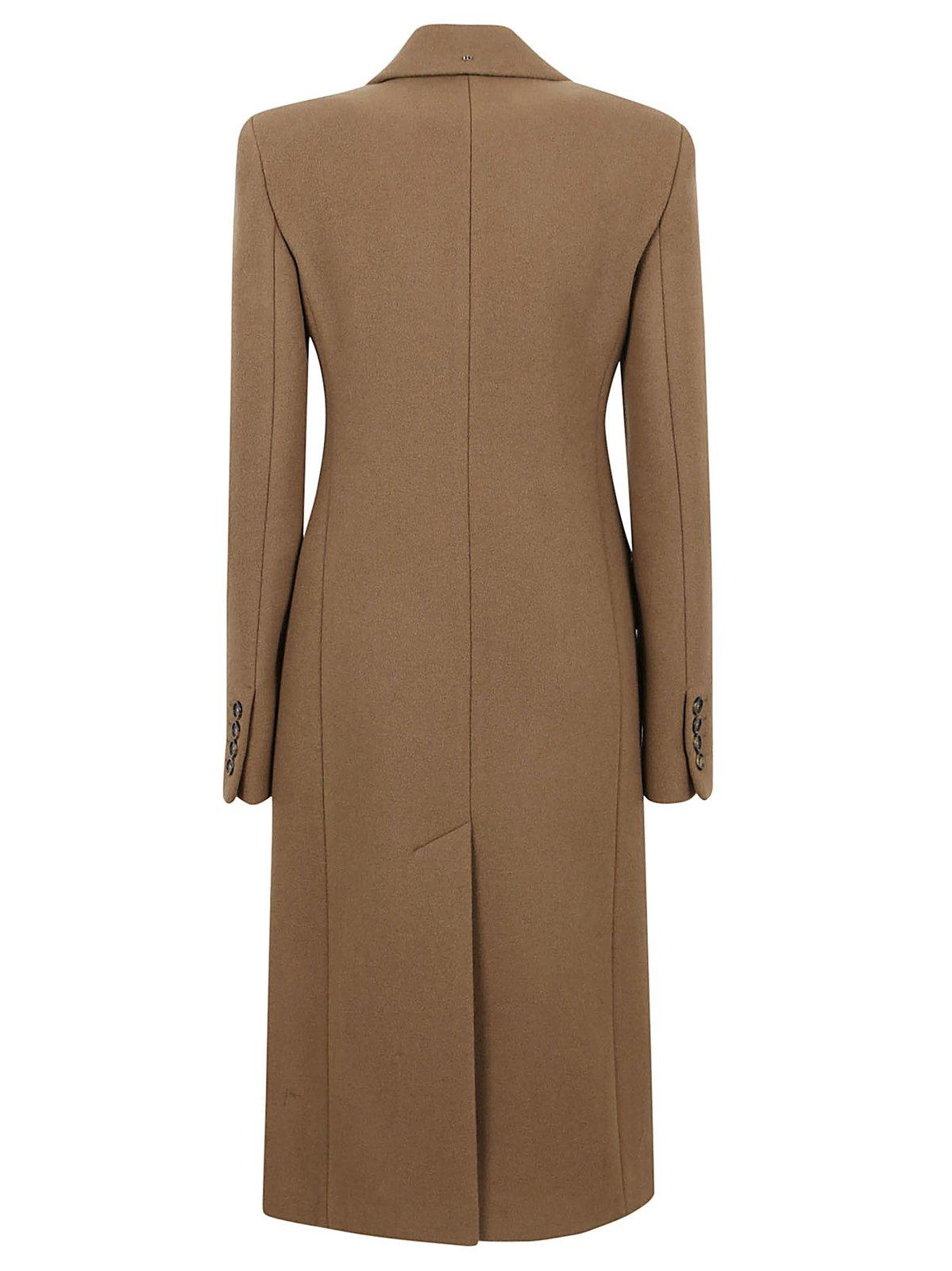 Shop Sportmax Double-breasted Long-sleeved Coat In Brown