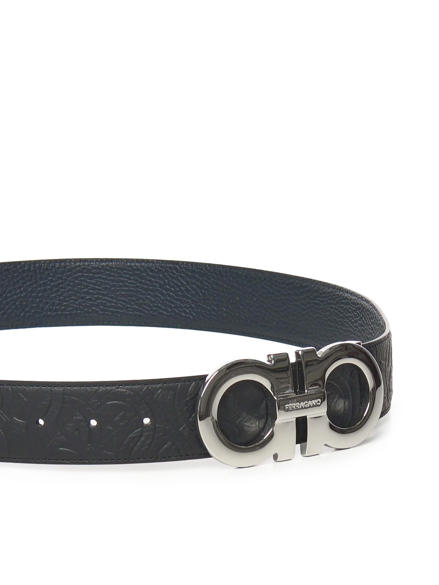 Ferragamo Leather Gancini Belt In Black