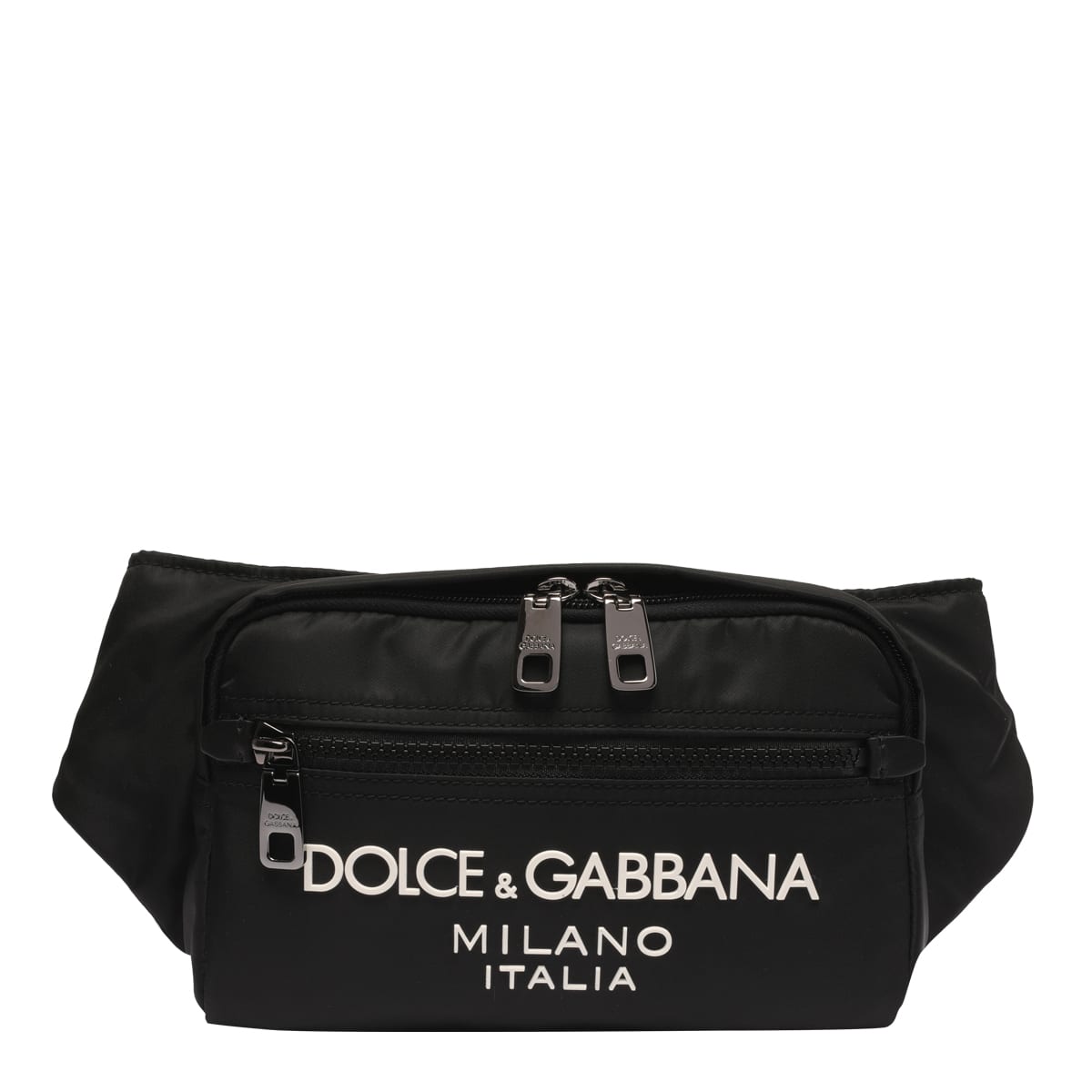 Shop Dolce & Gabbana Rubberized Logo Small Belt Bag In Black